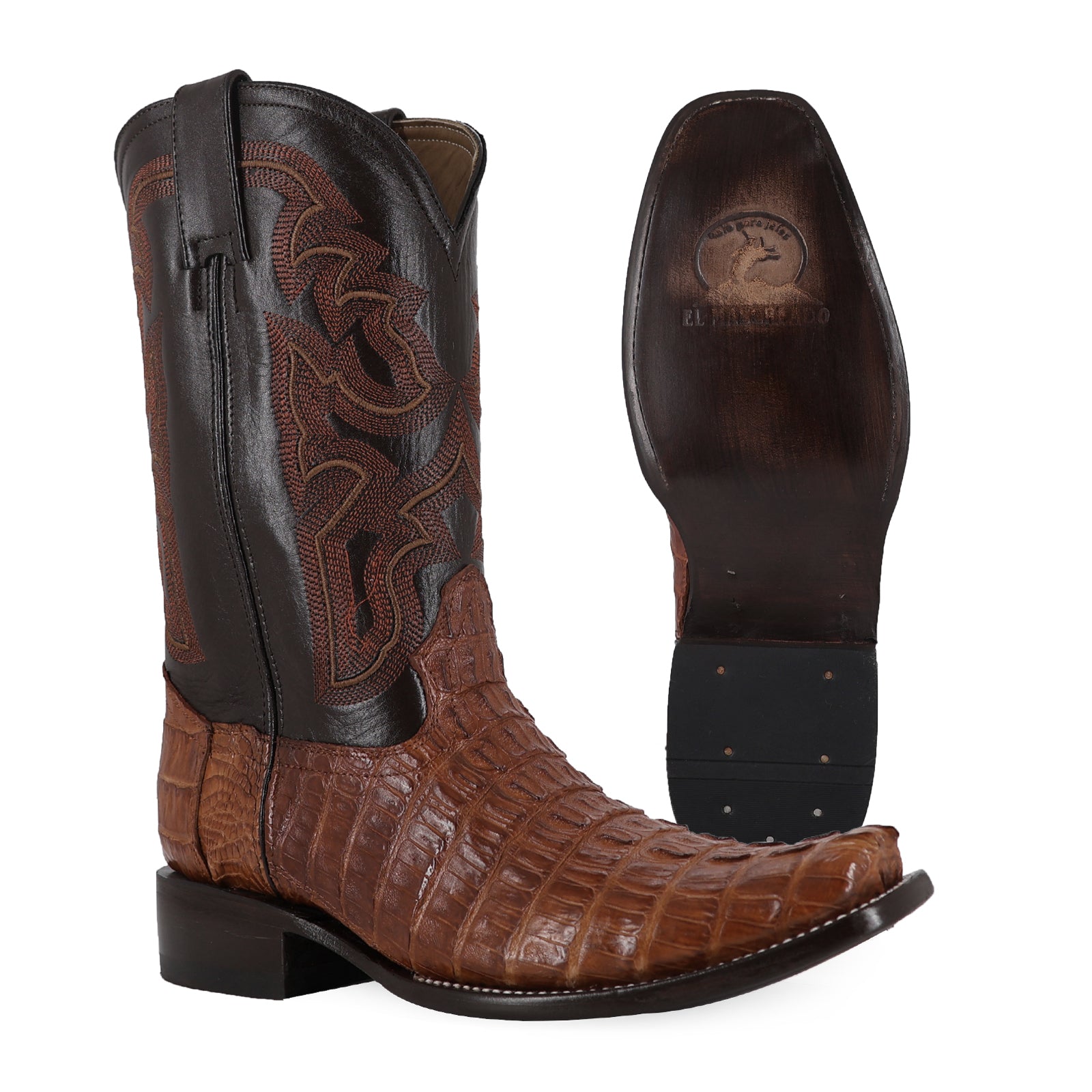 Bota Vaquera Dubai Cocodrilo Cola Coñac