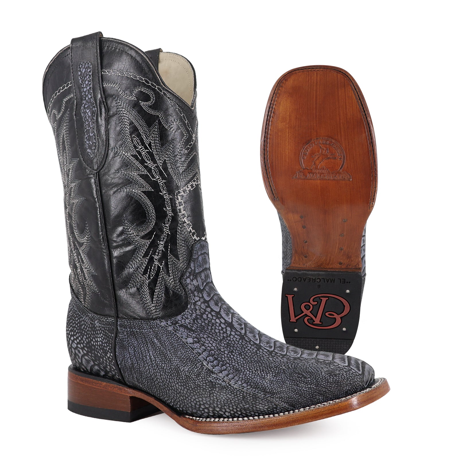 Bota Vaquera Bulldog Pata de Avestruz Azul Rustico