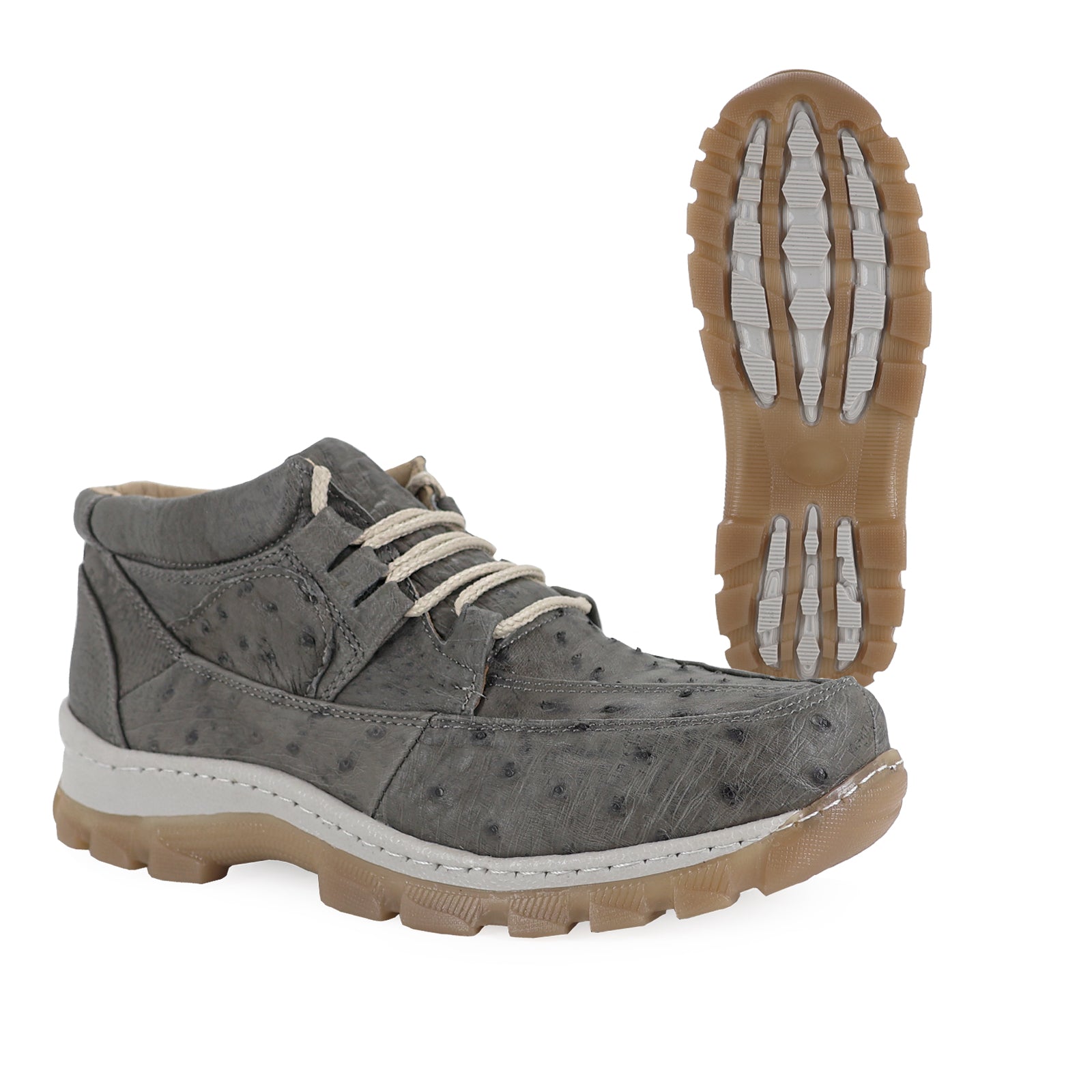 Zapato Perry Para Hombre En Piel De Avestruz Gris