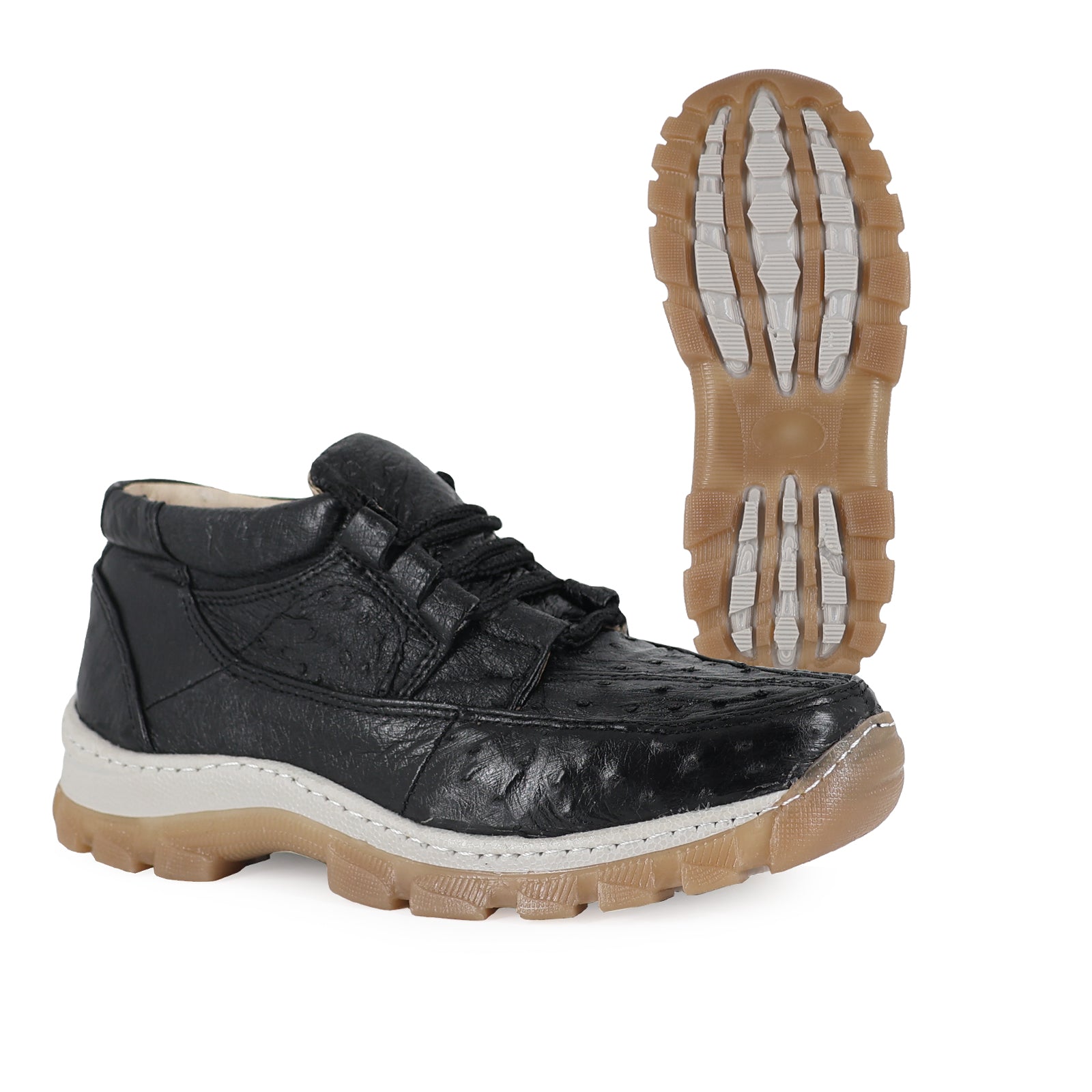 Zapato Perry Para Hombre En Piel De Avestruz Negro