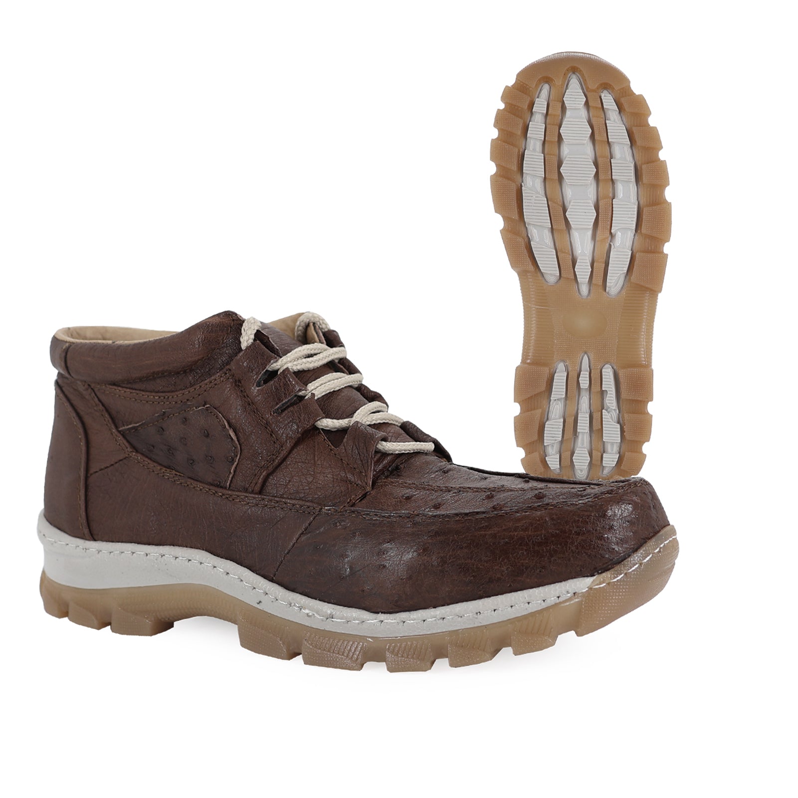 Zapato Perry Para Hombre En Piel De Avestruz Cafe