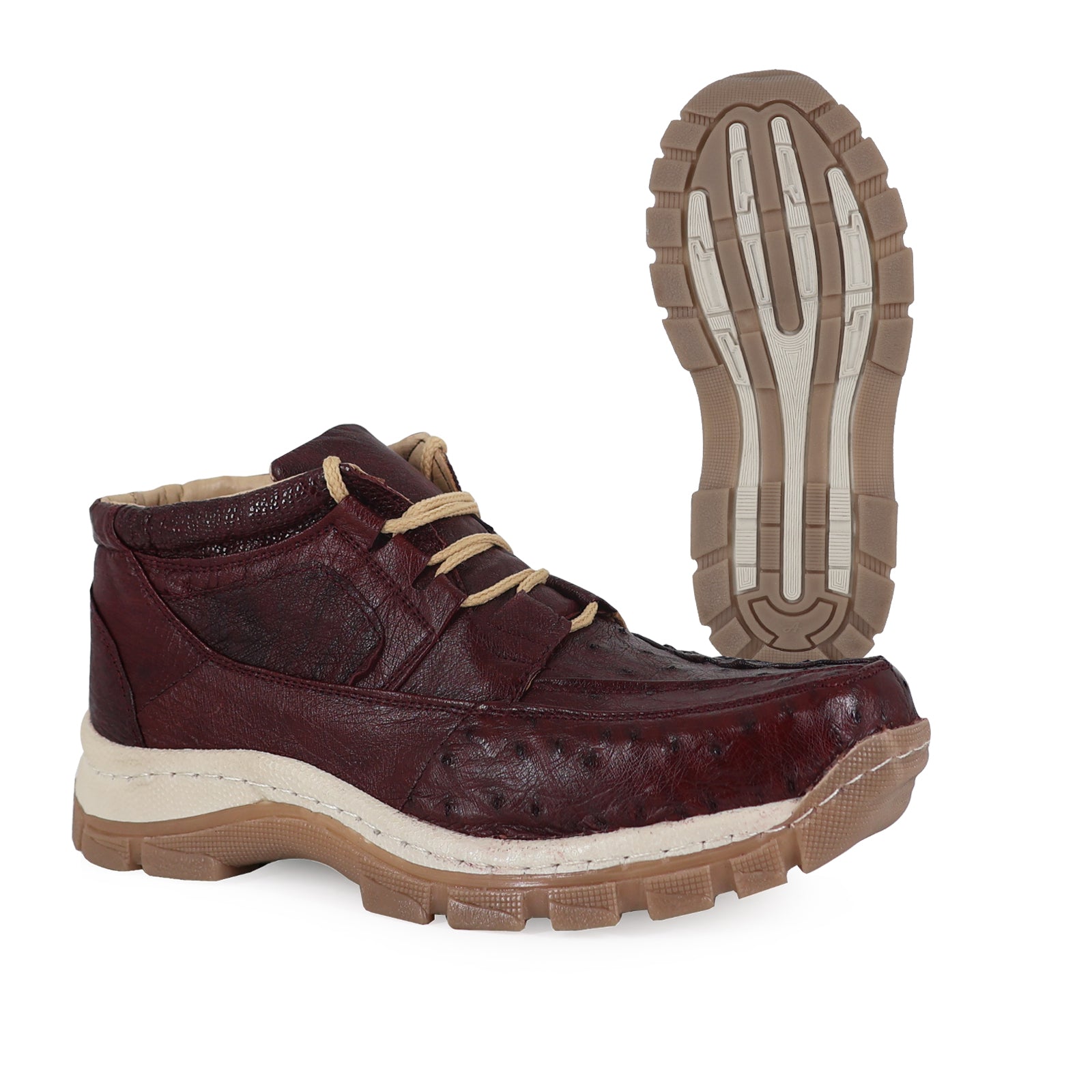 Zapato Perry Para Hombre En Piel De Avestruz Vino