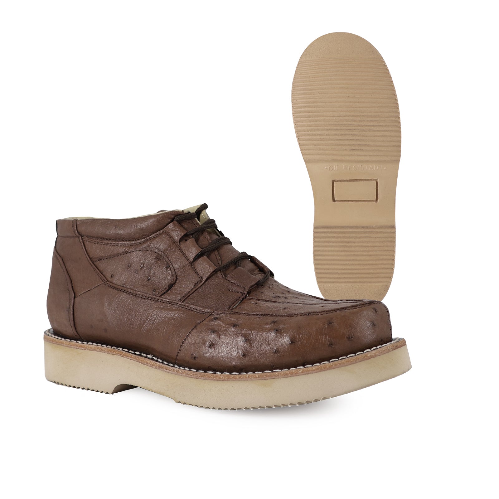 Zapato Clasico Para Hombre En Piel De Avestruz Tabaco