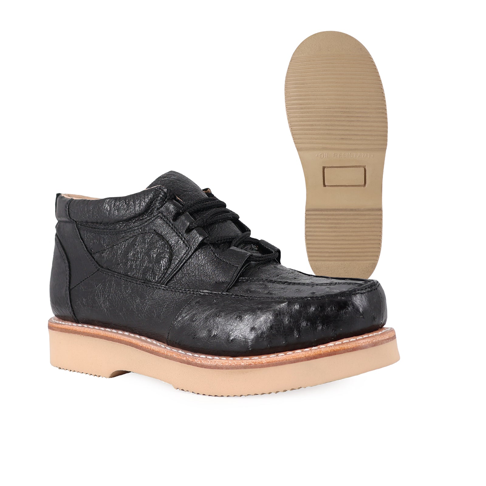 Zapato Clasico Para Hombre En Piel De Avestruz Negro