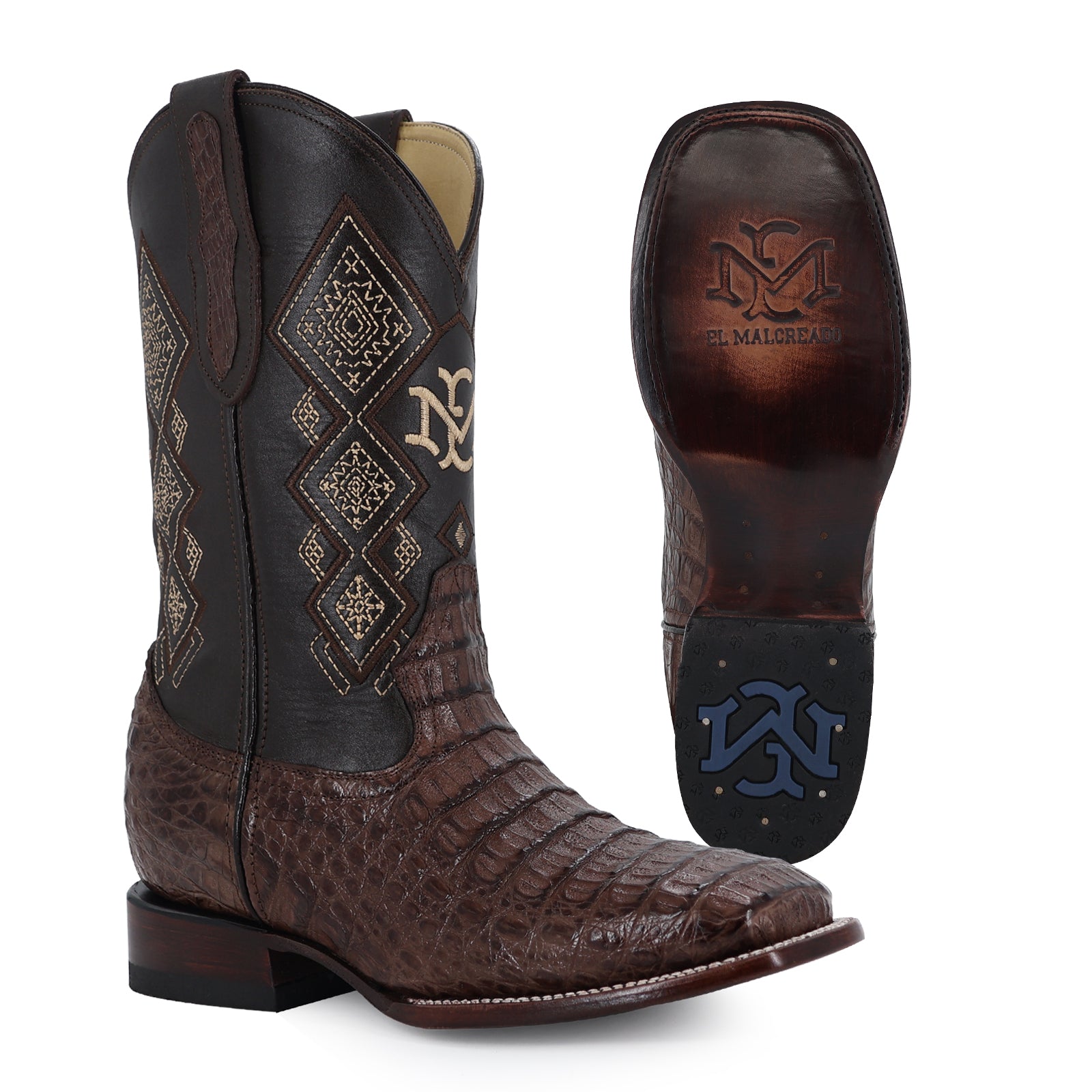 Bota Vaquera Bulldog Cocodrilo Lomo Cafe
