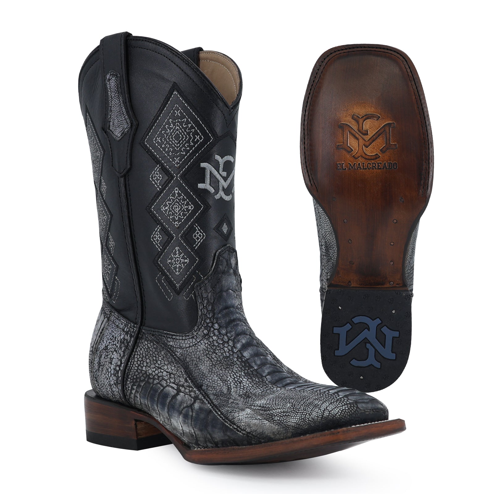 Bota Vaquera Bulldog Pata de Avestruz Azul Rustico