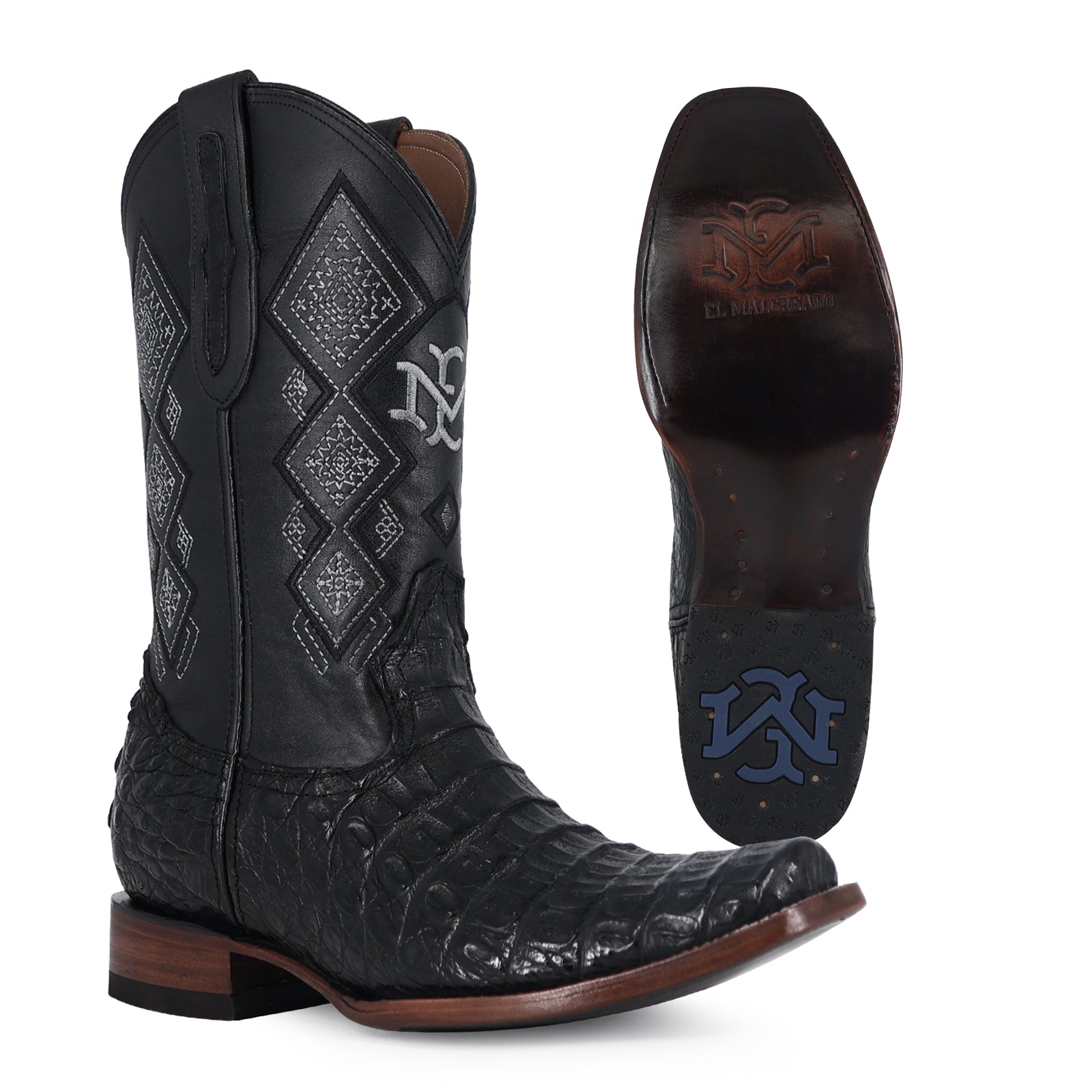 Bota Vaquera Dubai Cocodrilo Lomo Negro