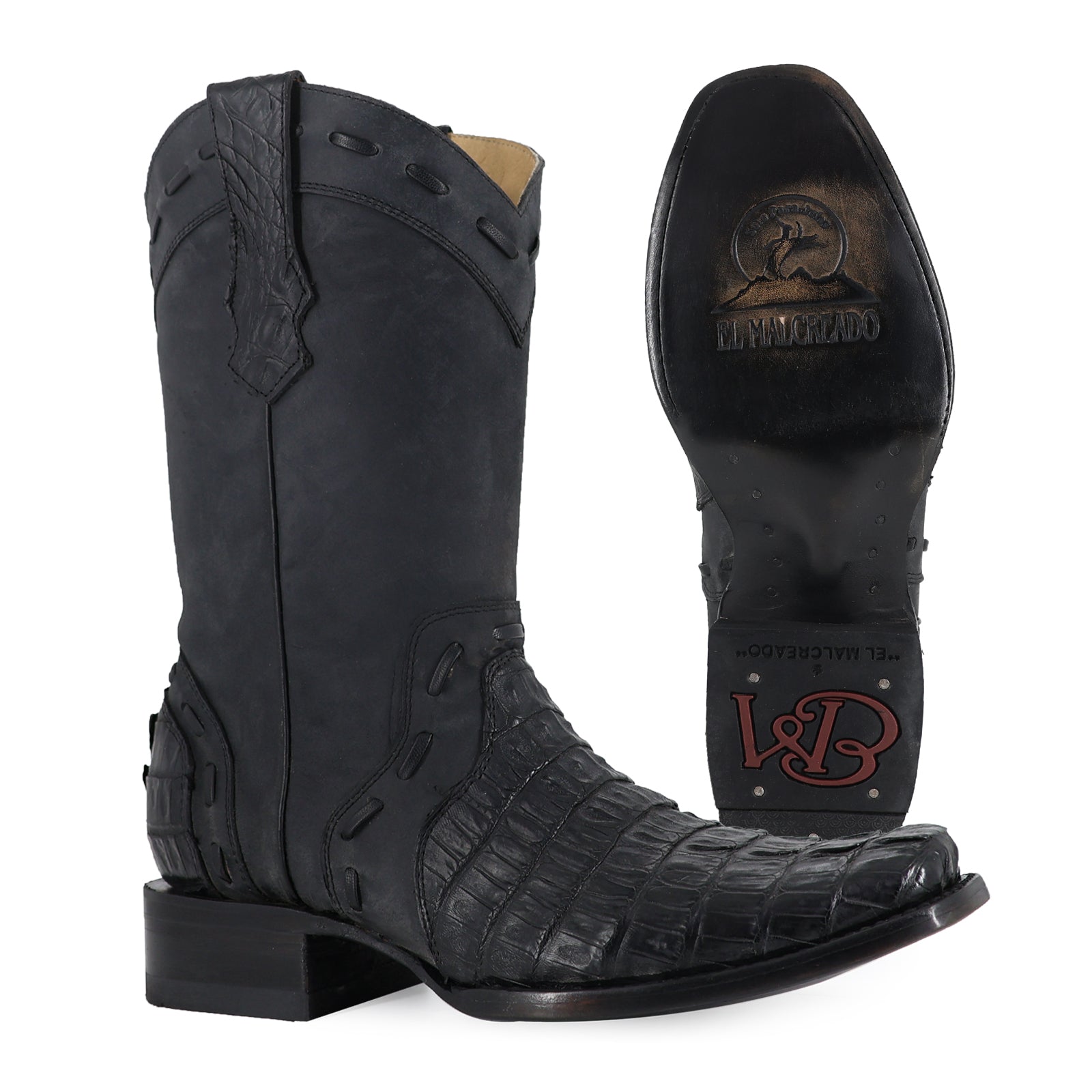 Bota Vaquera Franco Cocodrilo-Cola Negro