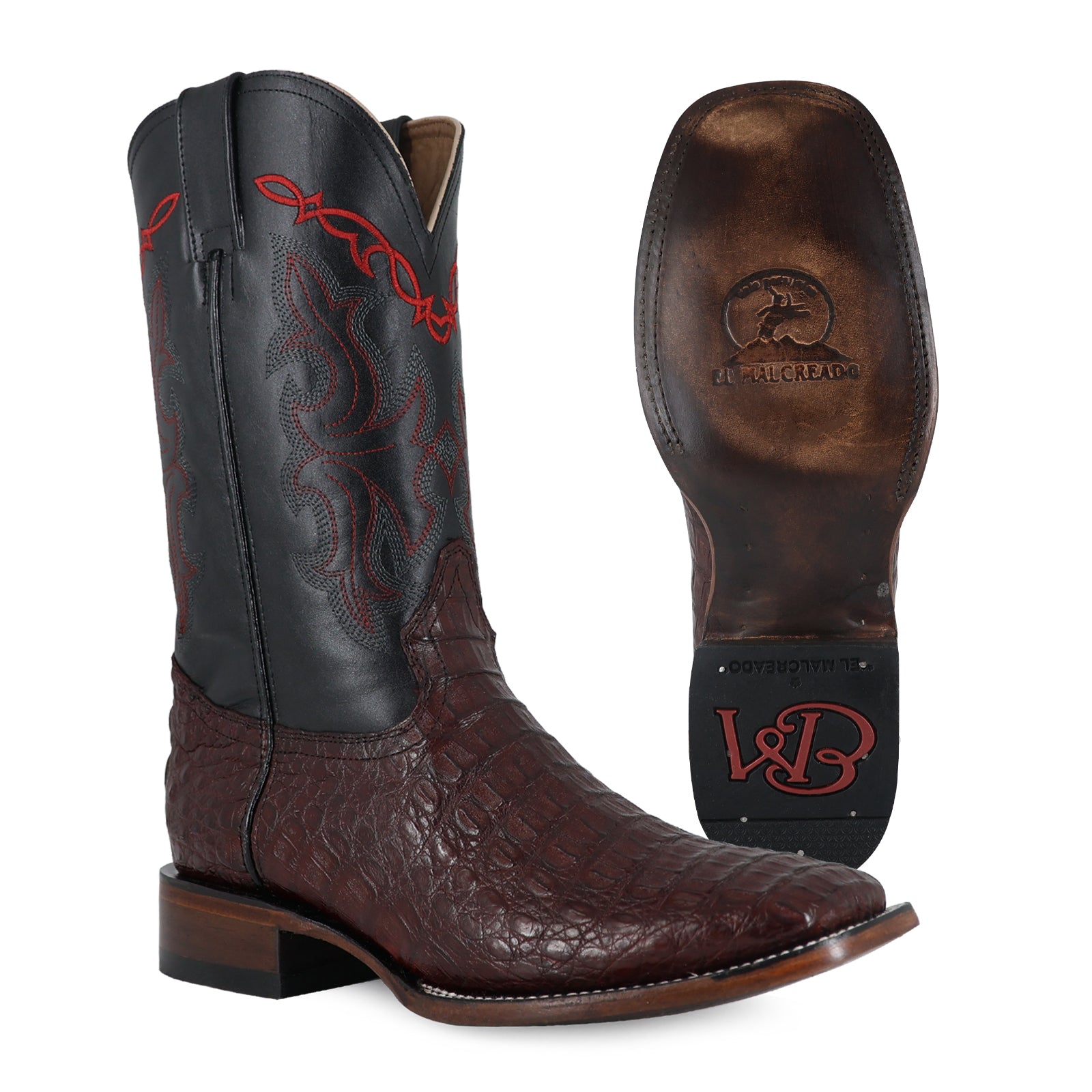 Bota Vaquera Bulldog Cocodrilo Lomo Vino