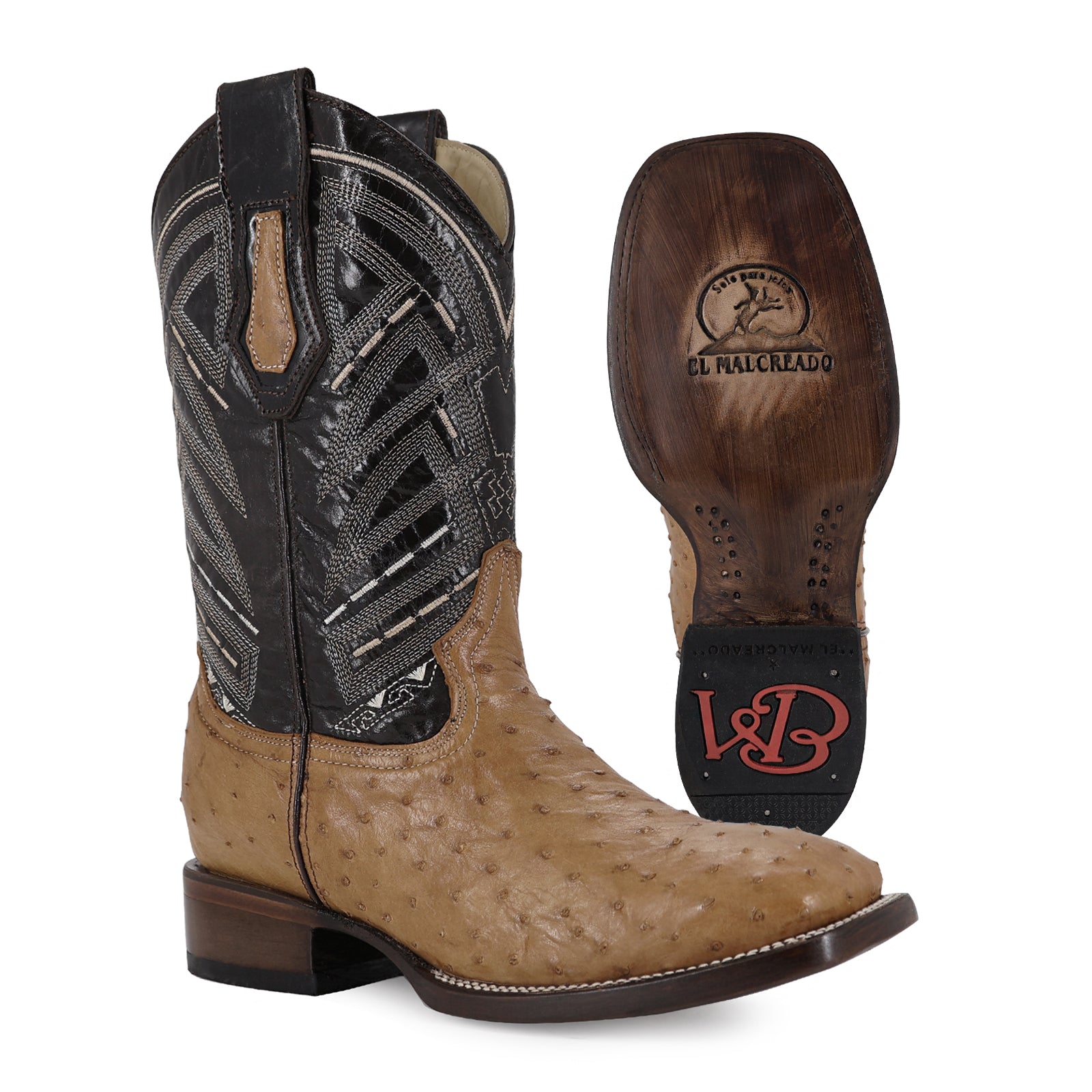 Bota Vaquera Bulldog Avestruz Rustico Umber bruciato