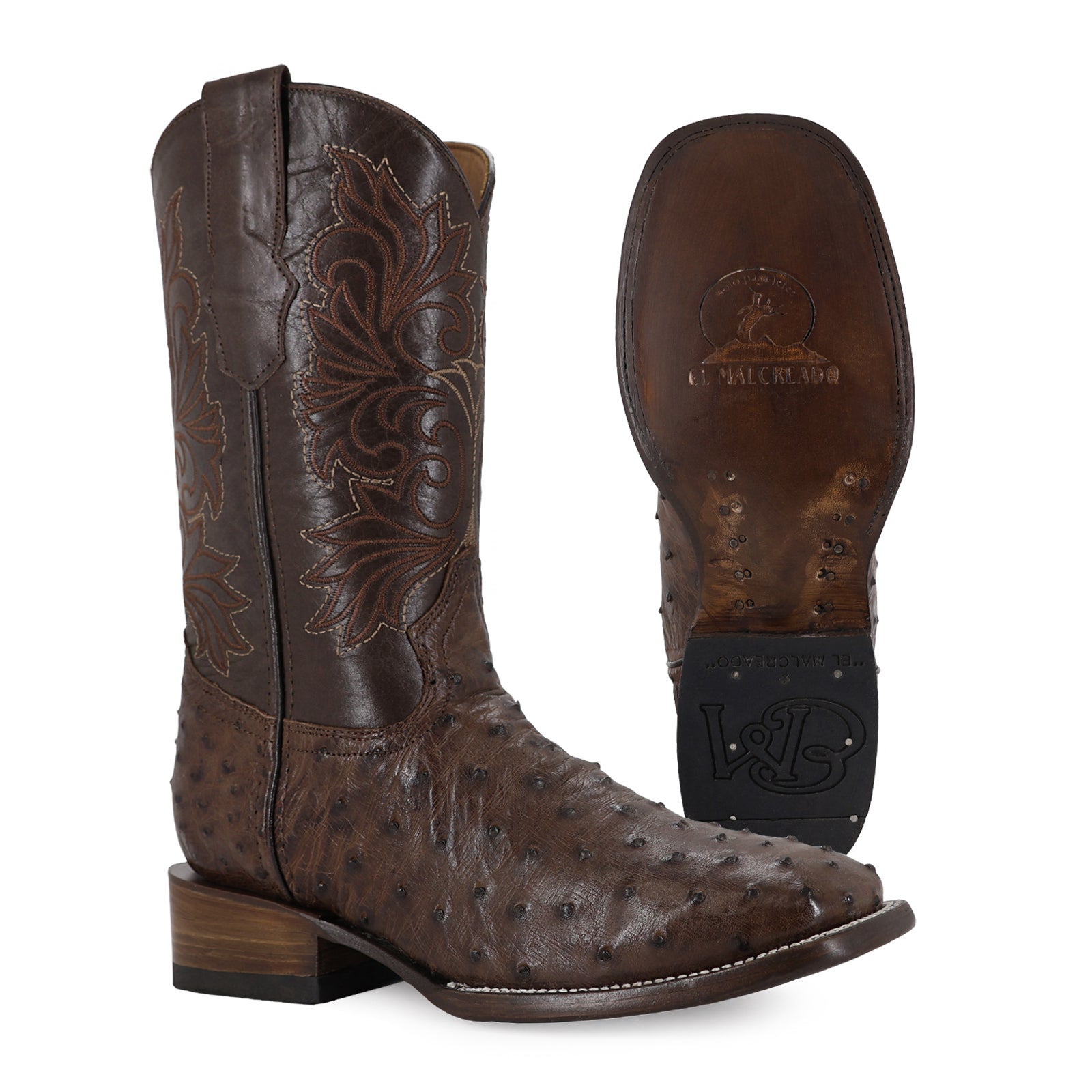 Bota Vaquera Bulldog Avestruz Rustico Cafe Bruciato