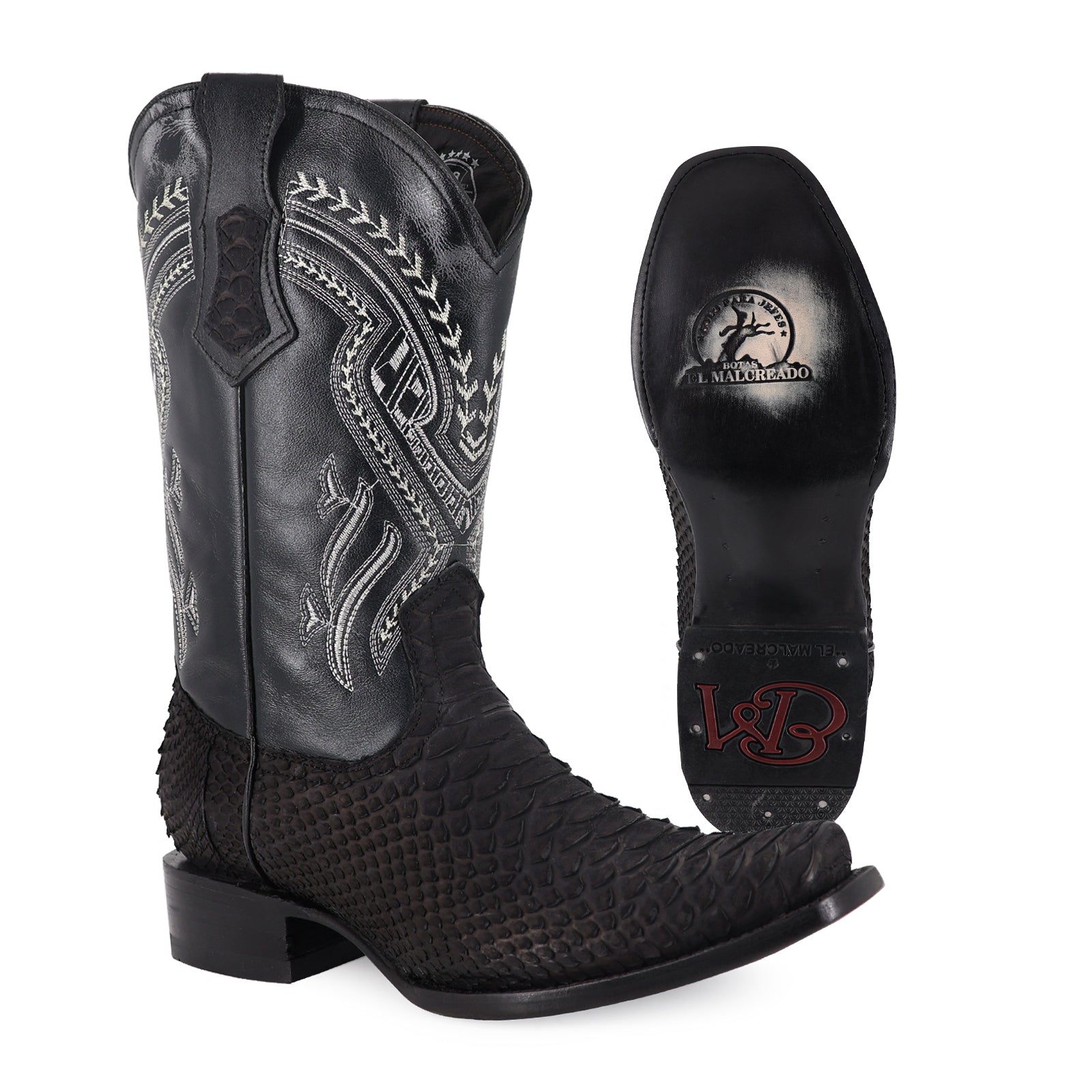 Bota Vaquera Dubái Pitón Nobuck Negro