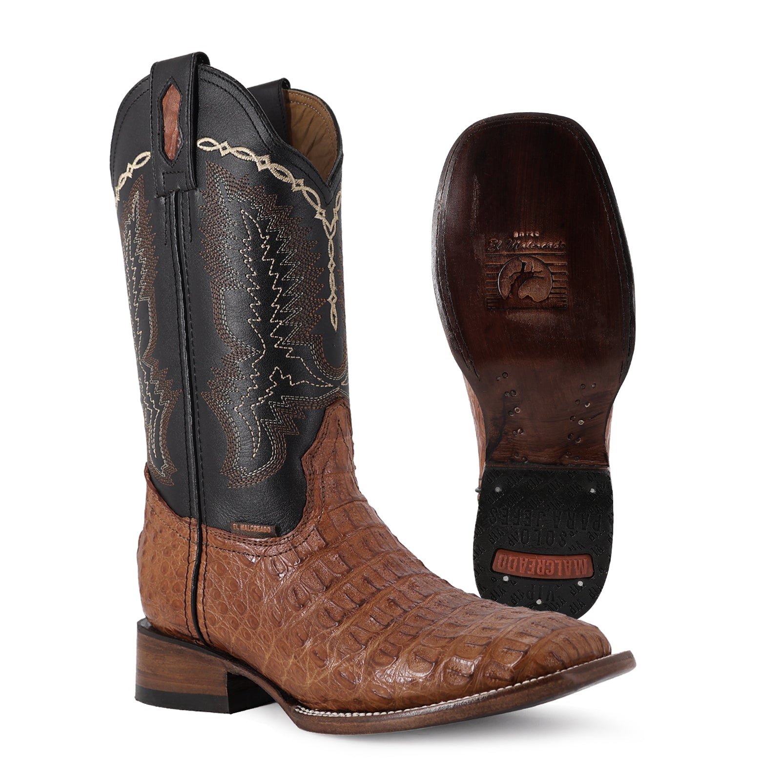 Bota Vaquera Bulldog Cocodrilo Lomo Coñac