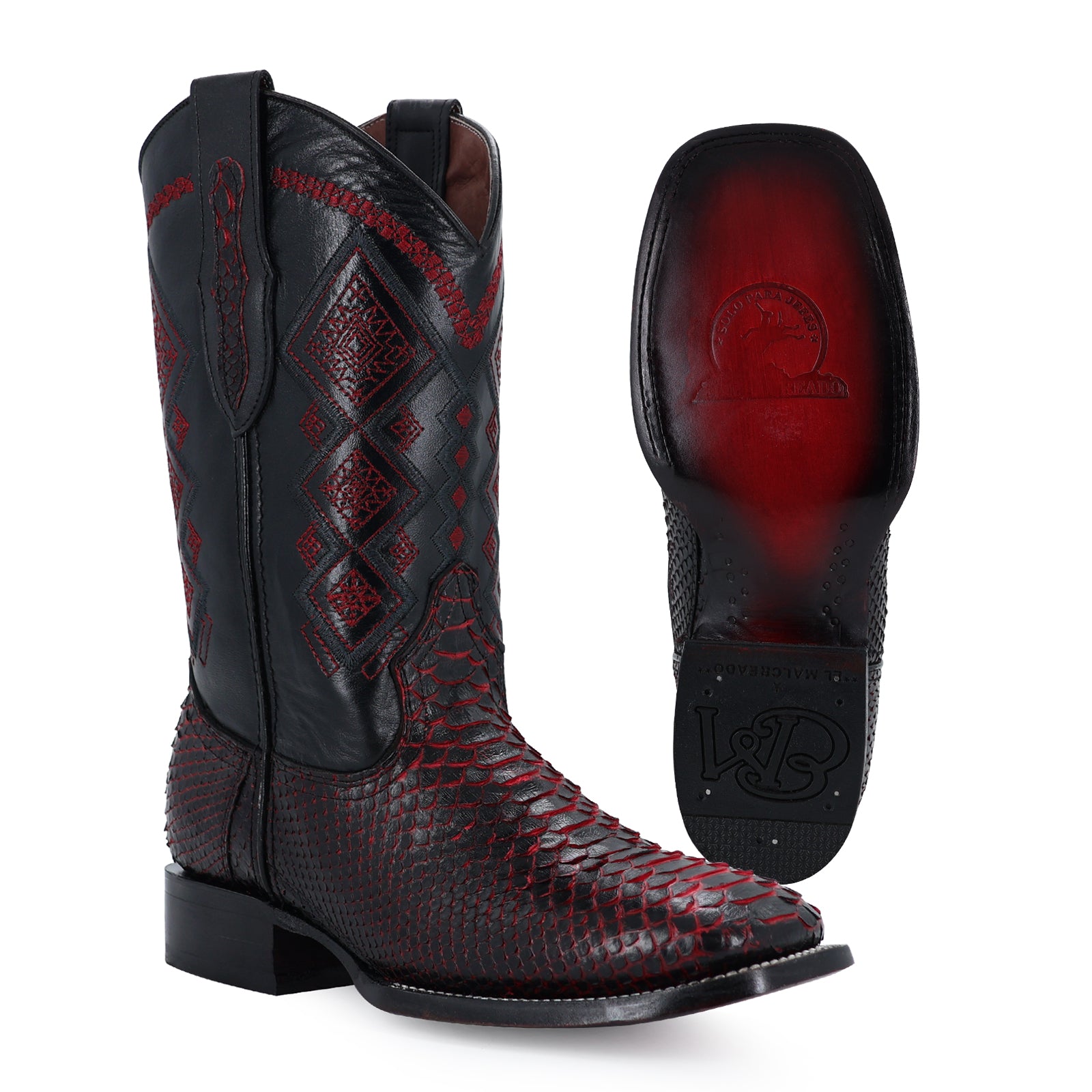 Bota Vaquera Bulldog Piton Negro Cereza