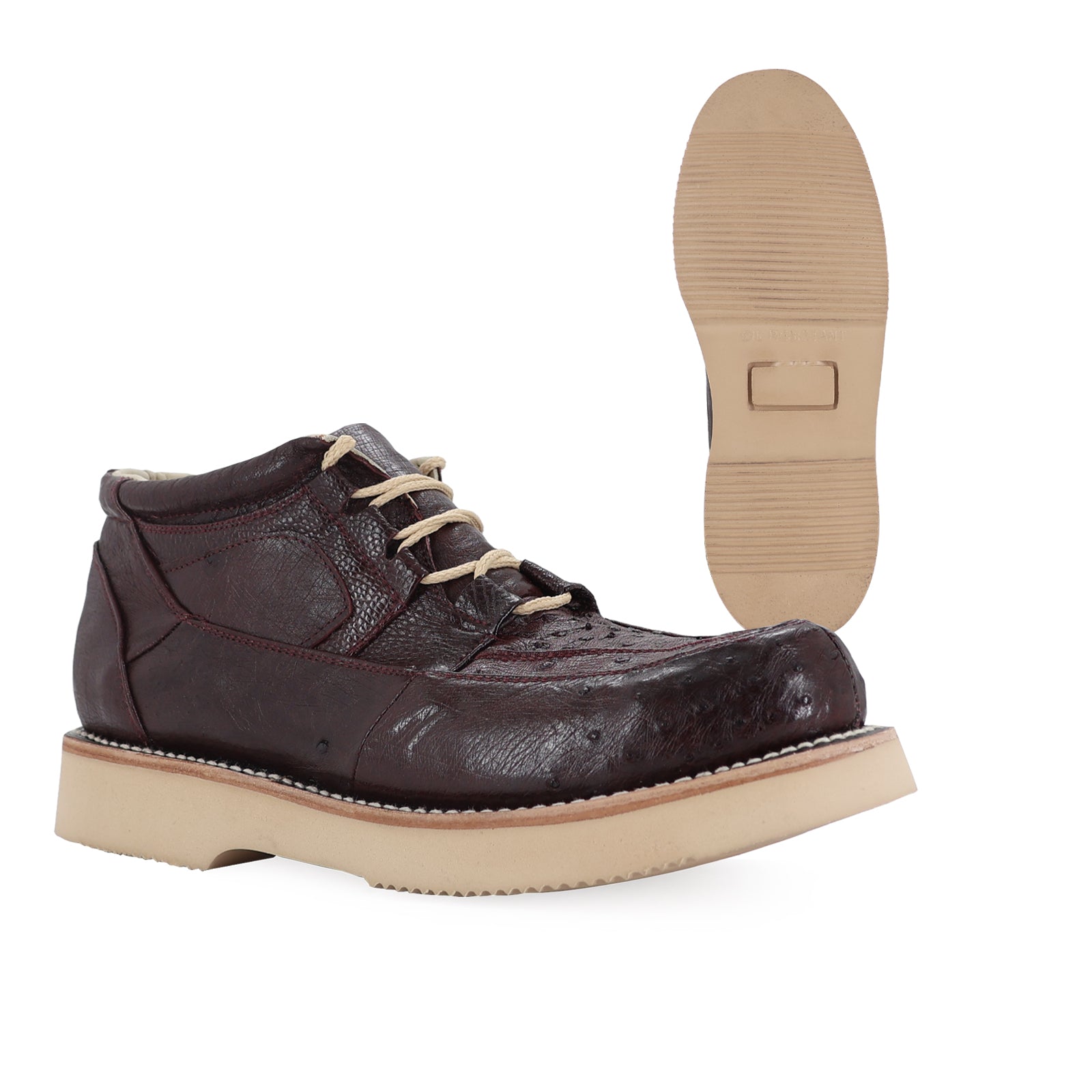 Zapato Clasico Para Hombre En Piel De Avestruz Vino