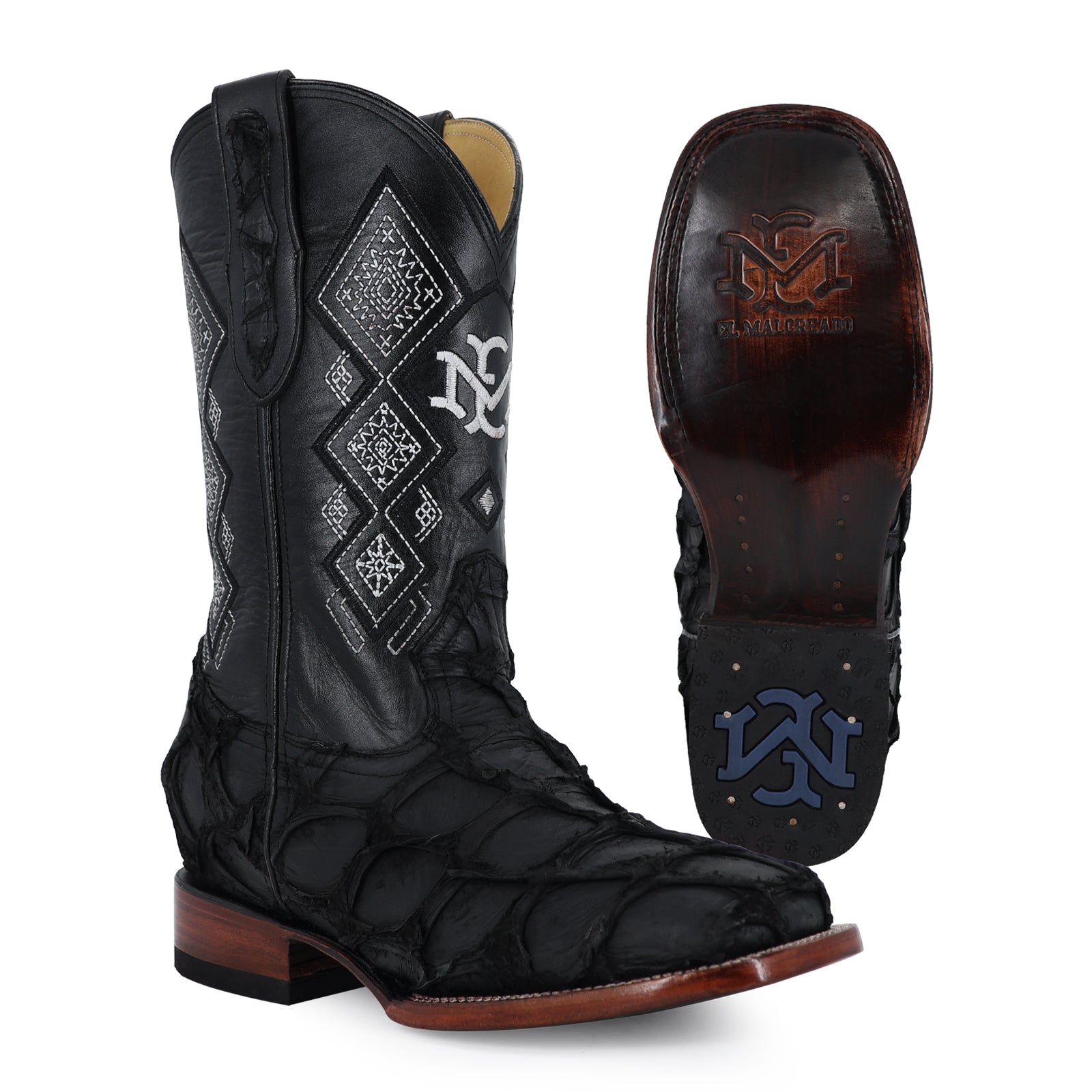 Bota Vaquera Bulldog Pescado Nobuck Negro
