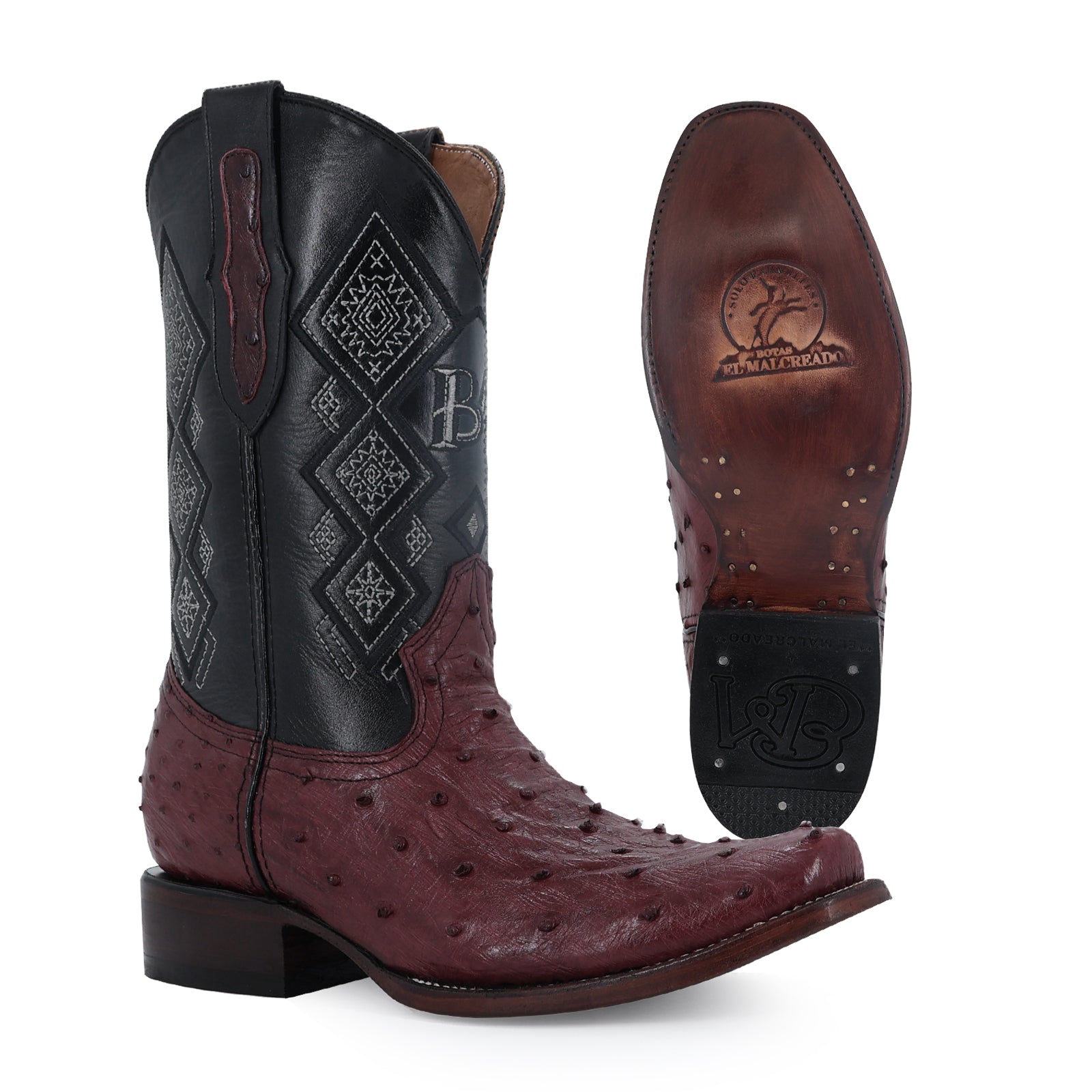 Bota Vaquera Dubai Avestruz Vino