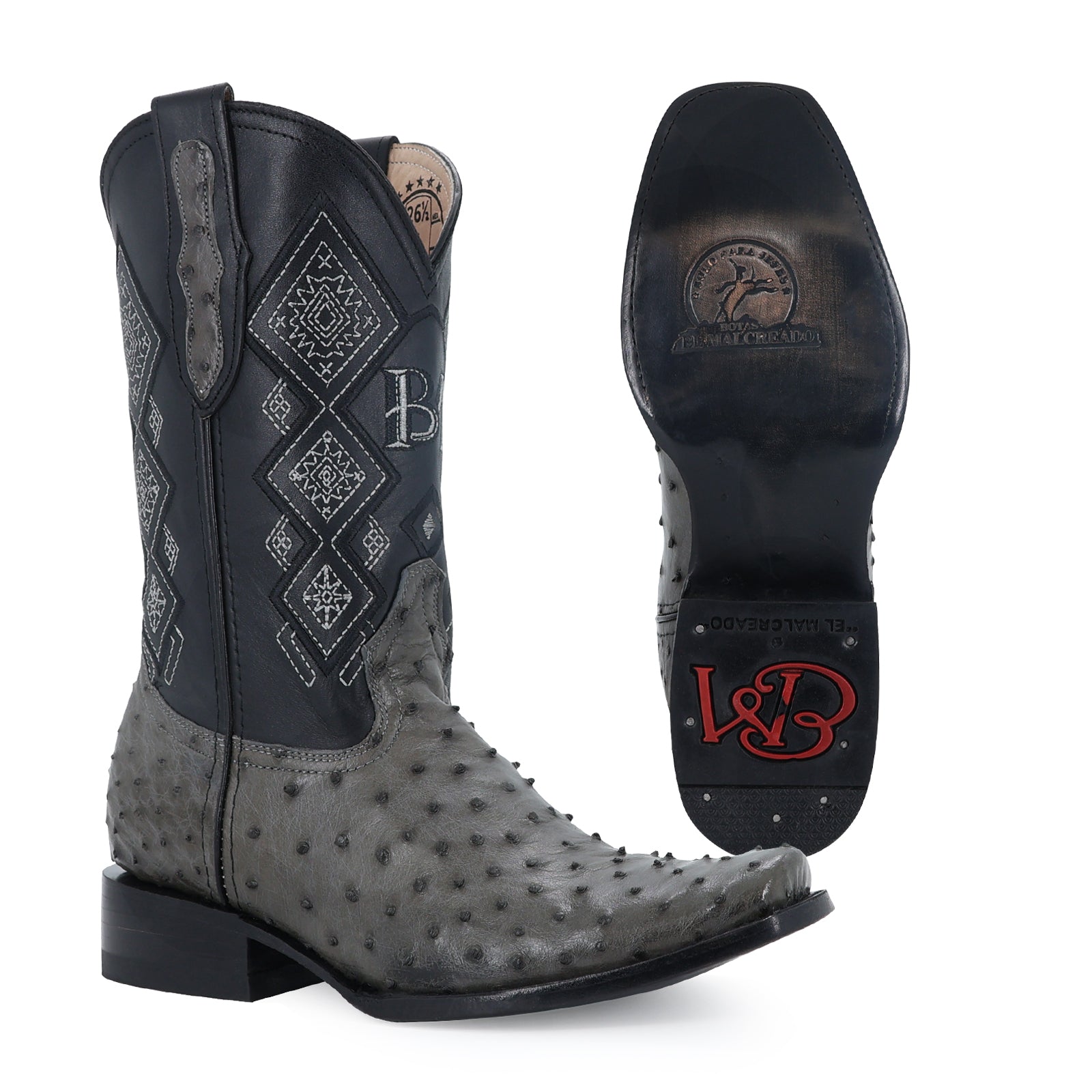 Bota Vaquera Dubai Avestruz Gris