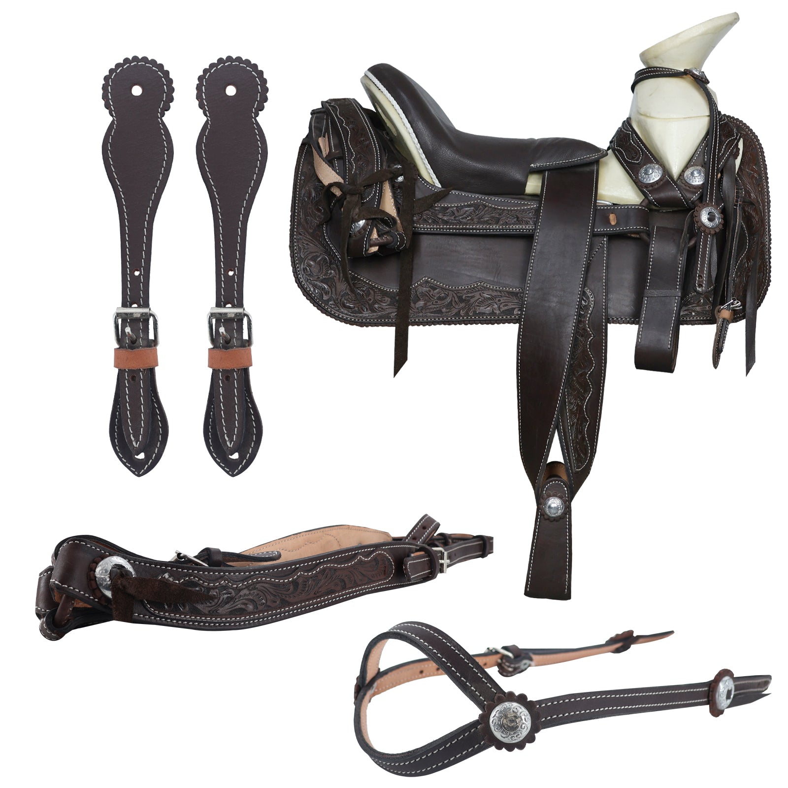 Montura charra fuste natural cantina cuadrada