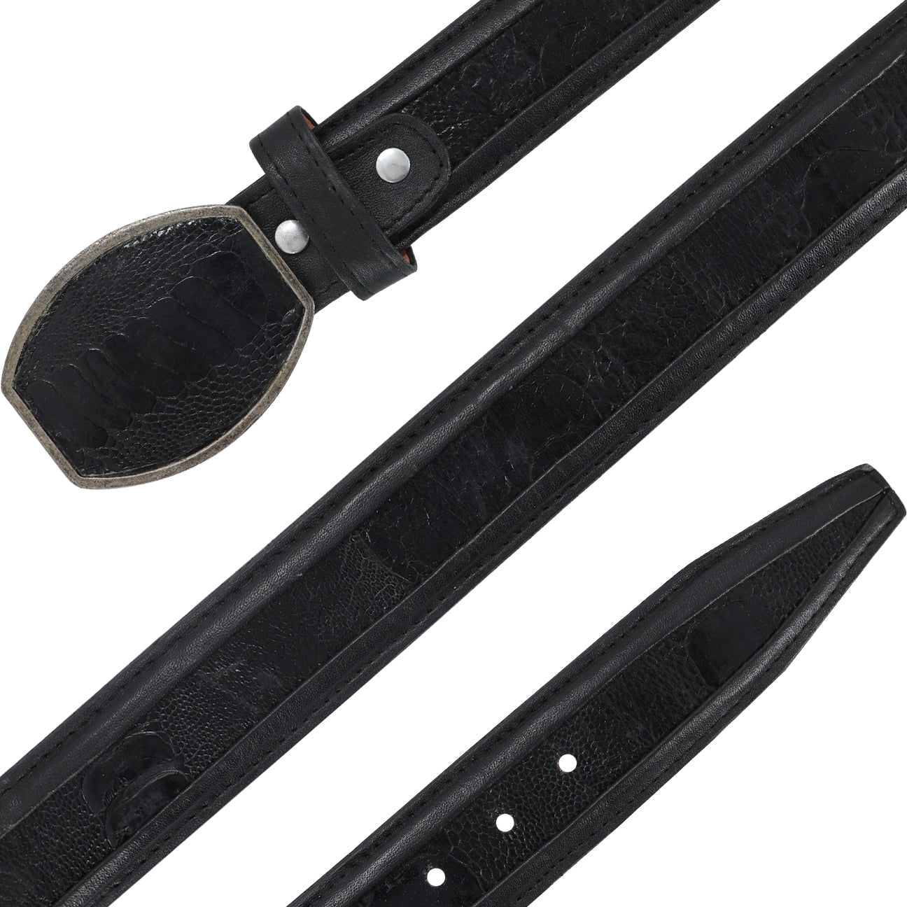 Cinturon Hebilla Cua Para Hombre En Piel De Pata de Avestruz