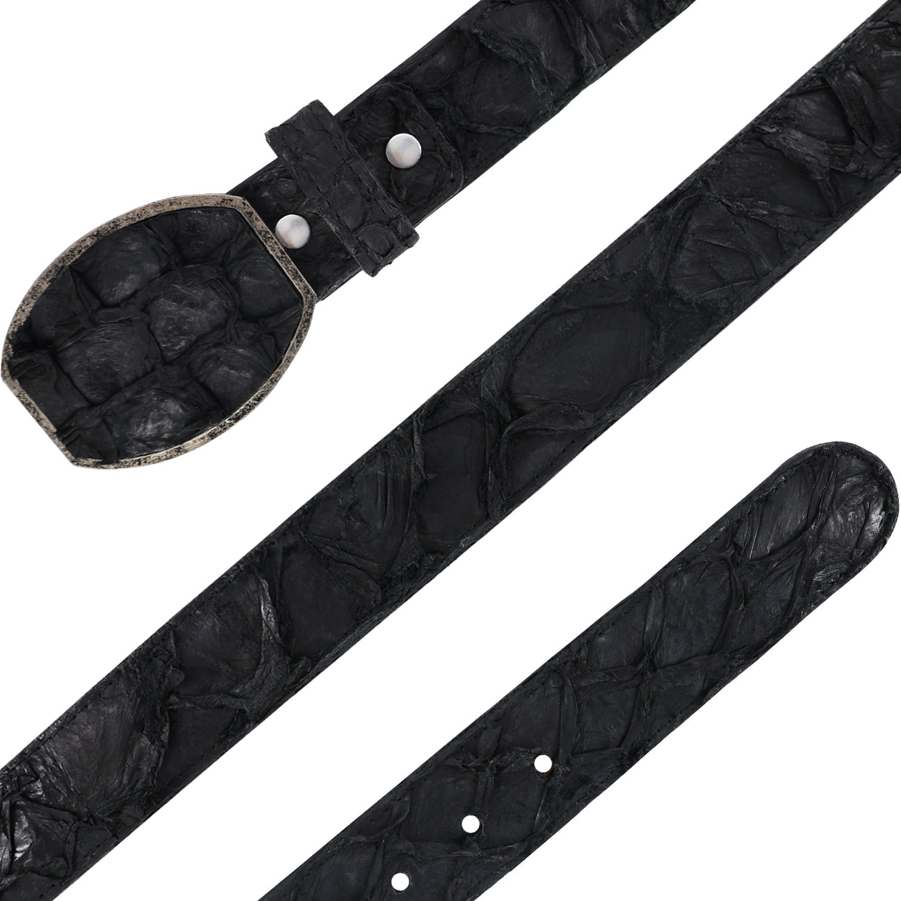 Cinturón Hebilla Cua Para Hombre En Piel De Pescado Nobuck