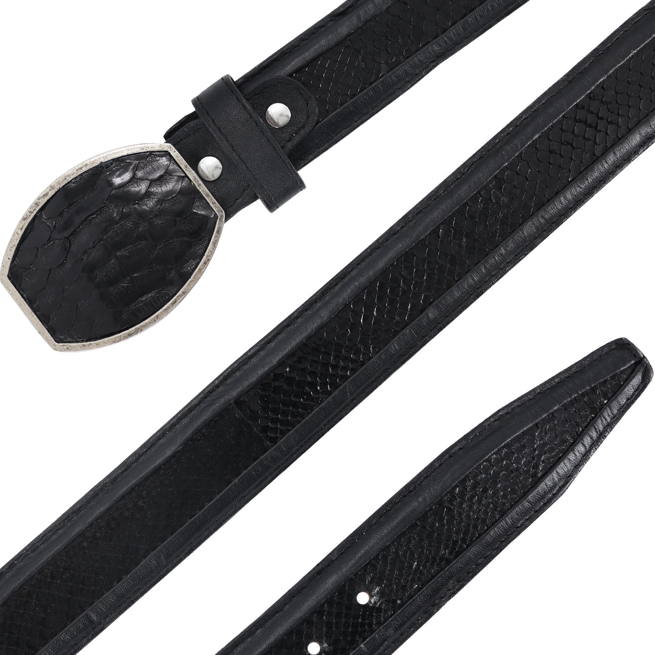 Cinturon Hebilla Cua Para Hombre En Piel De Piton