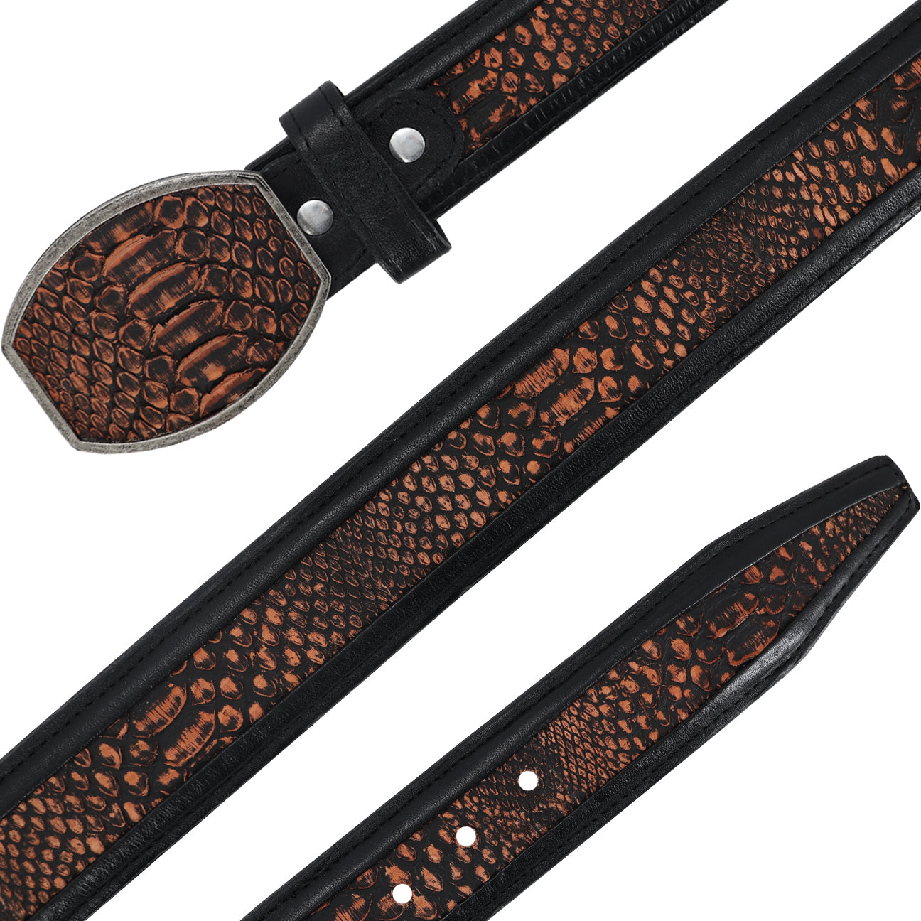 Cinturon Hebilla Cua Para Hombre En Piel De Piton