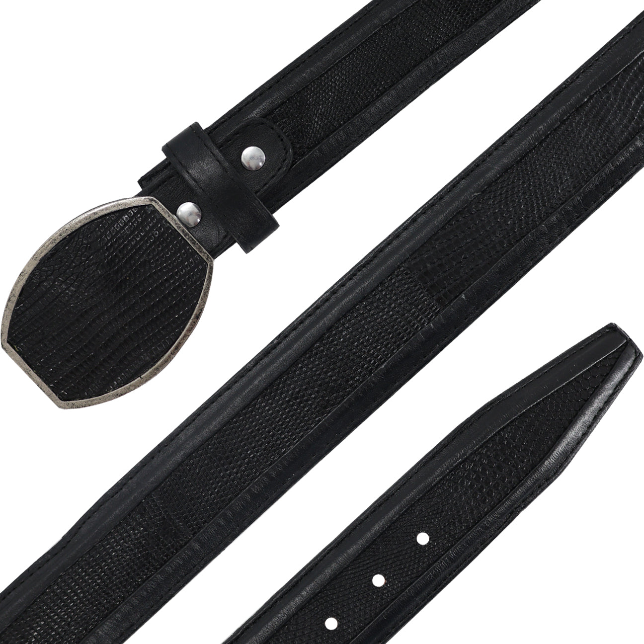 Cinturon Hebilla Cua Para Hombre En Piel De Lizzar