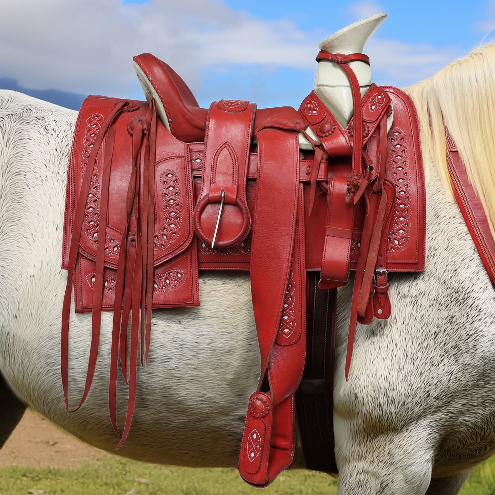 Montura Cuadrada Roja Rombos