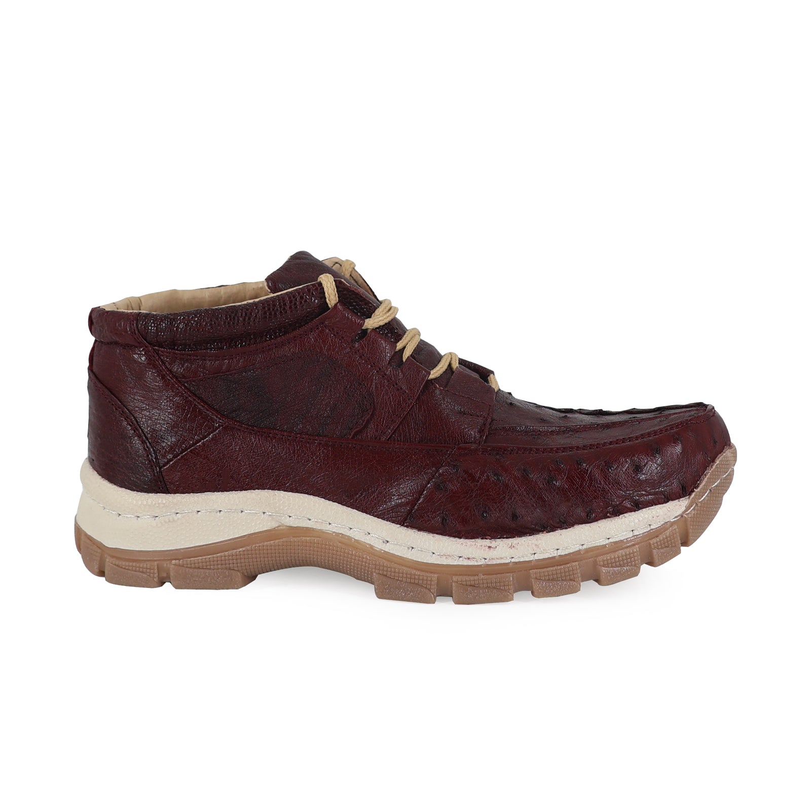 Zapato Perry Para Hombre En Piel De Avestruz Vino
