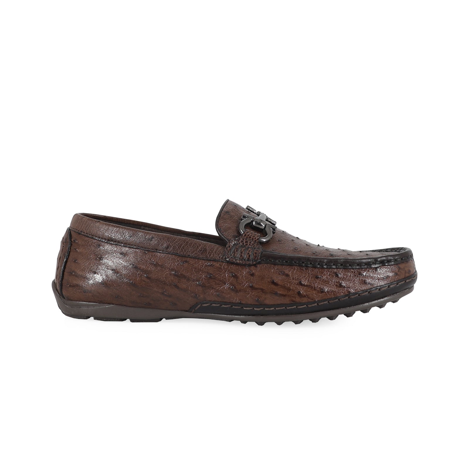 Zapato Glamour Para Hombre En Piel Avestruz Cafe