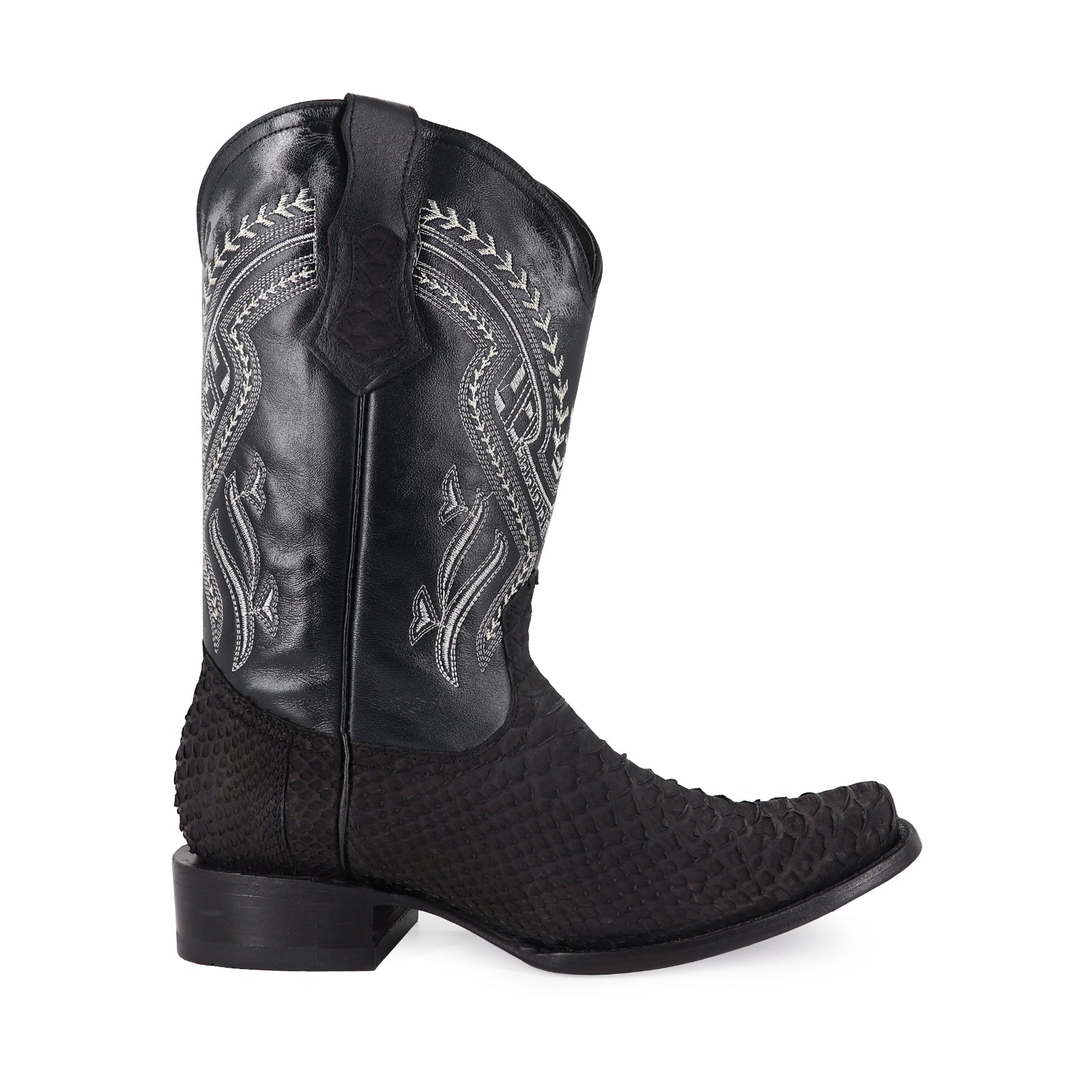 Bota Vaquera Dubái Pitón Nobuck Negro