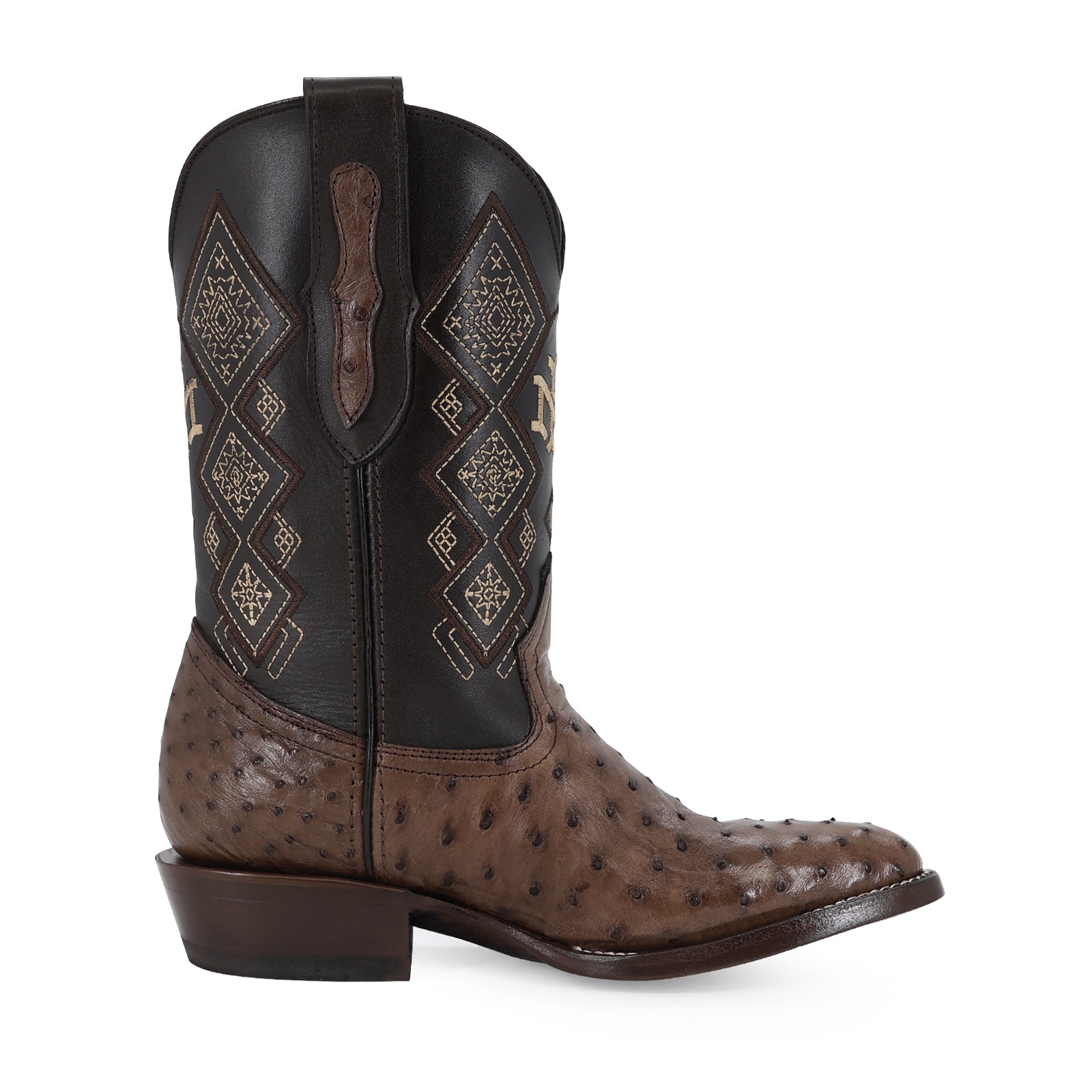 Bota Vaquera Oval Avestruz Cafe