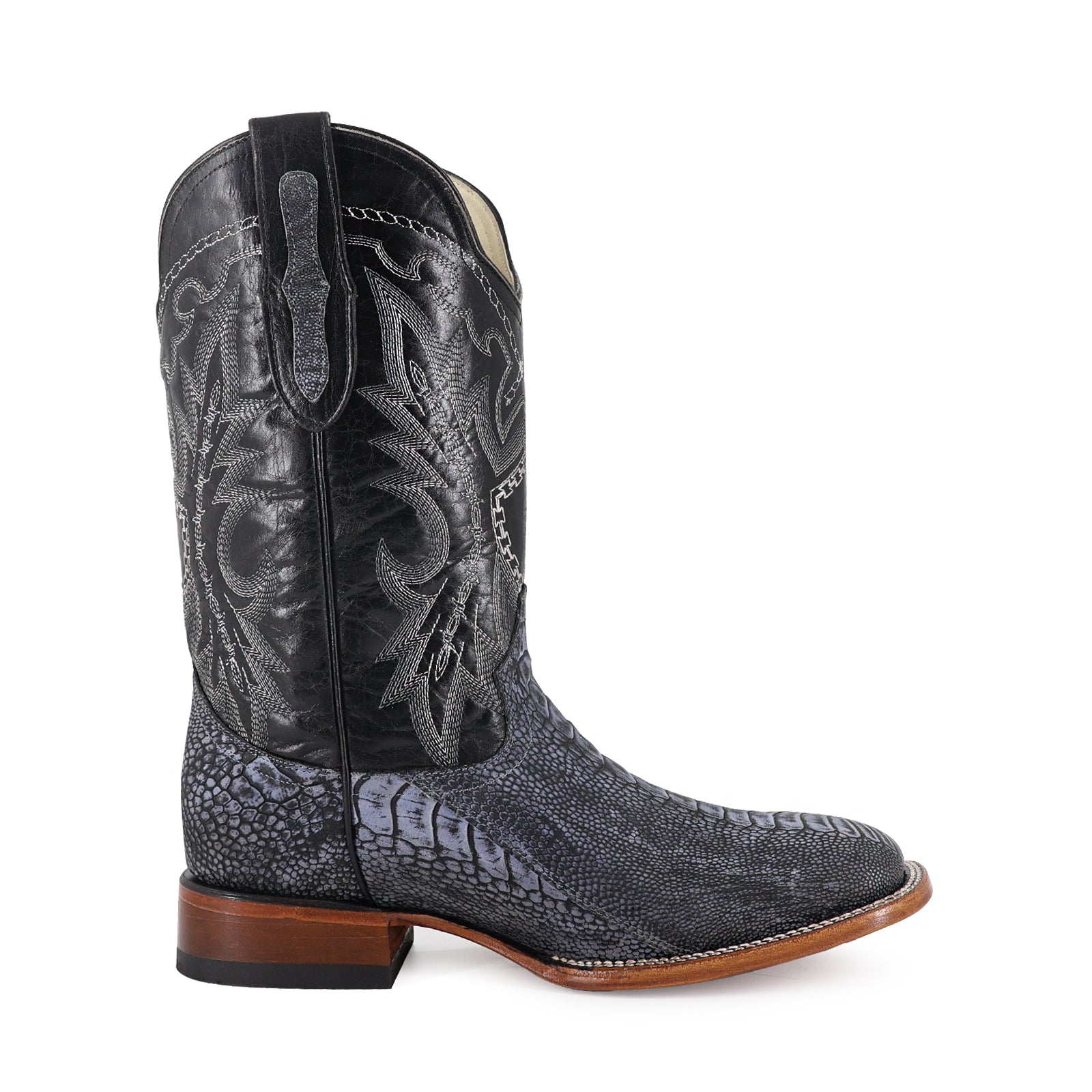 Bota Vaquera Bulldog Pata de Avestruz Azul Rustico