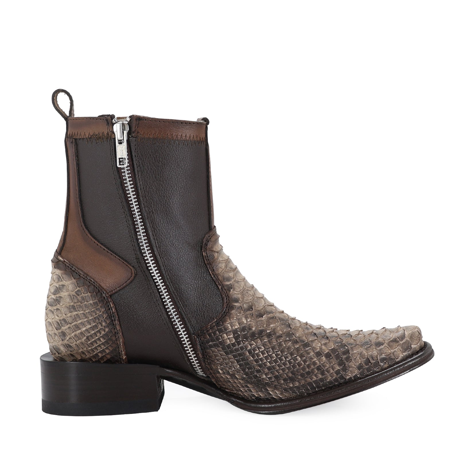 Botin Eban De Piel Piton Taupe