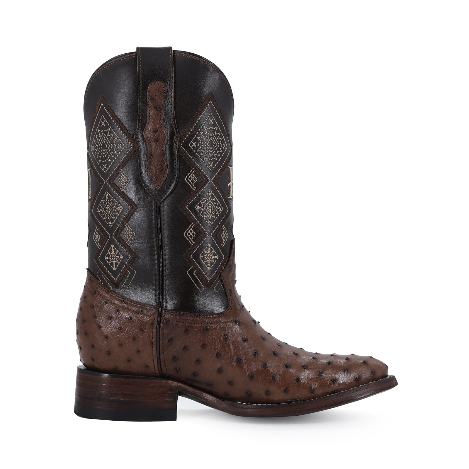 Bota Vaquera Oval Avestruz Cafe