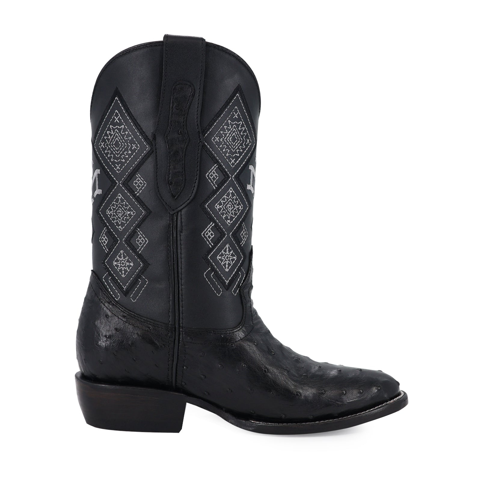 Bota Vaquera Oval Avestruz Negro