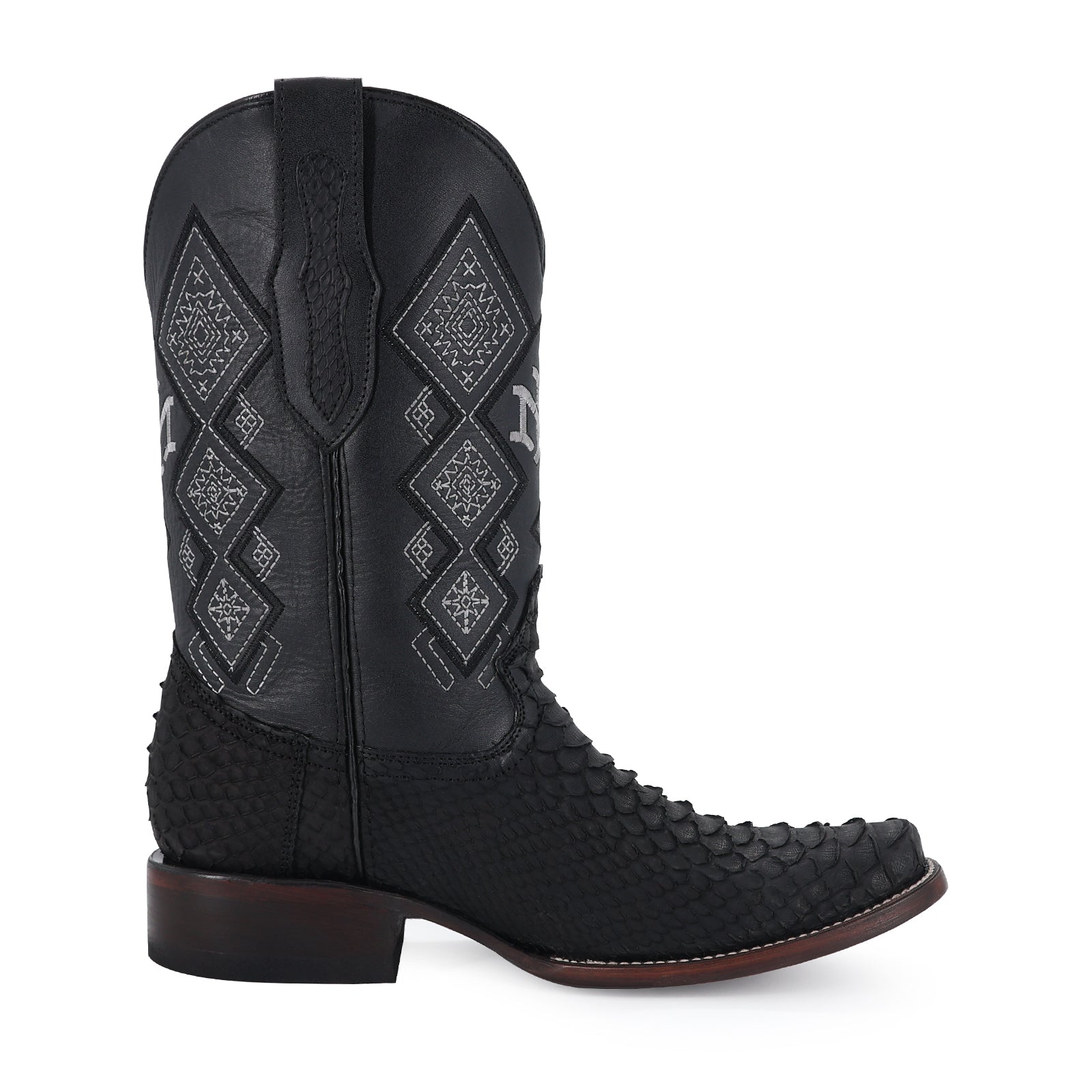 Bota Vaquera Dubái Pitón Nobuck Negro
