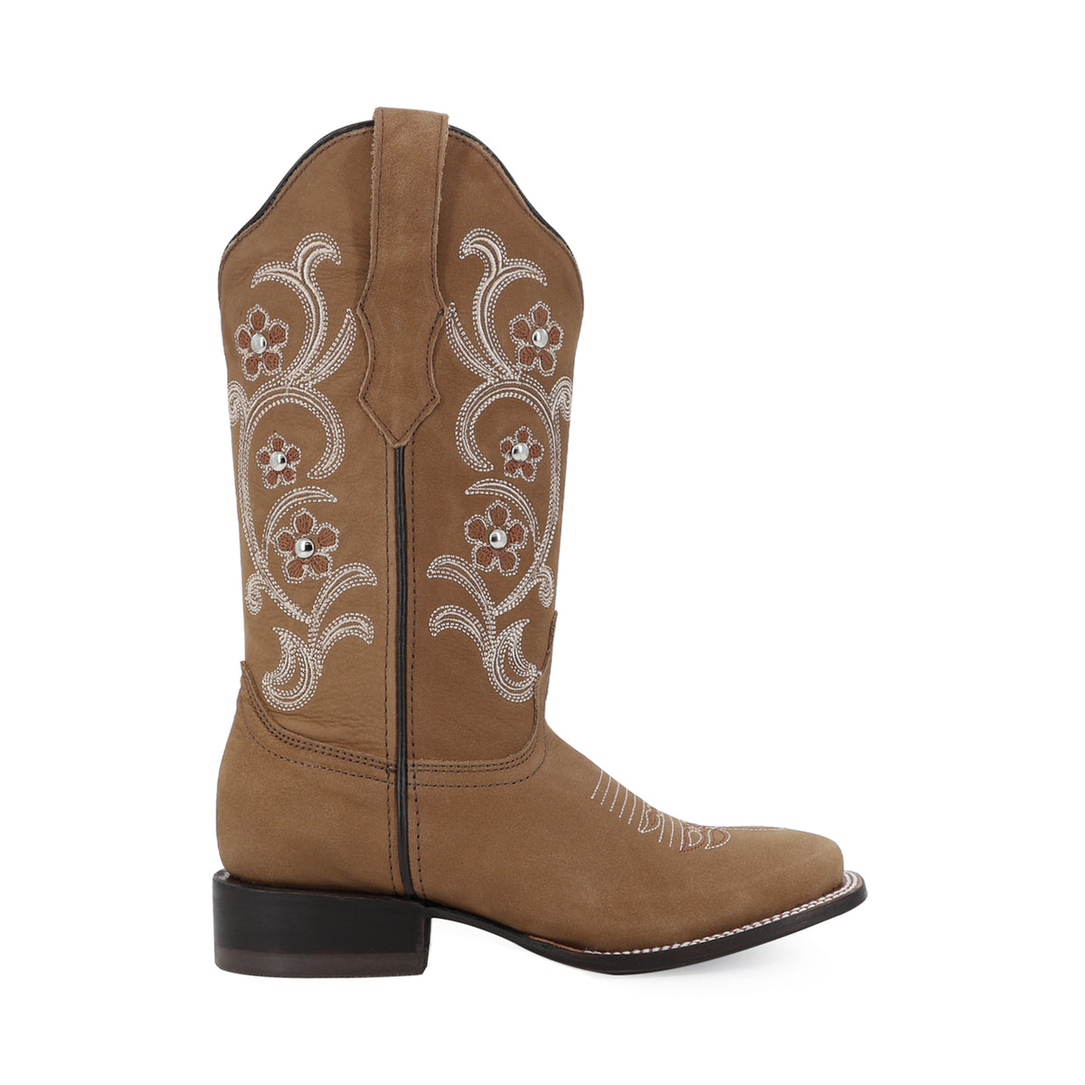 Bota vaquera para dama de piel modelo Dalia Choco