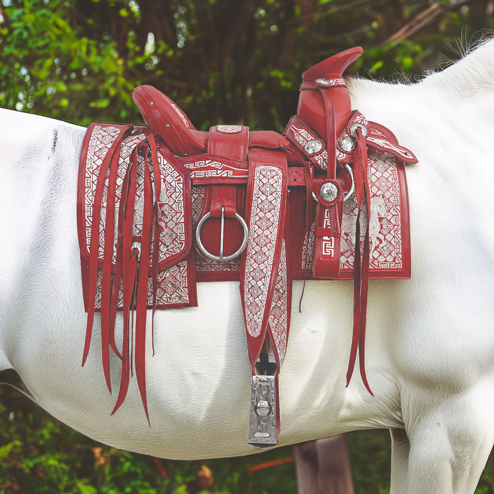 Montura Cuadrada Roja Piteada