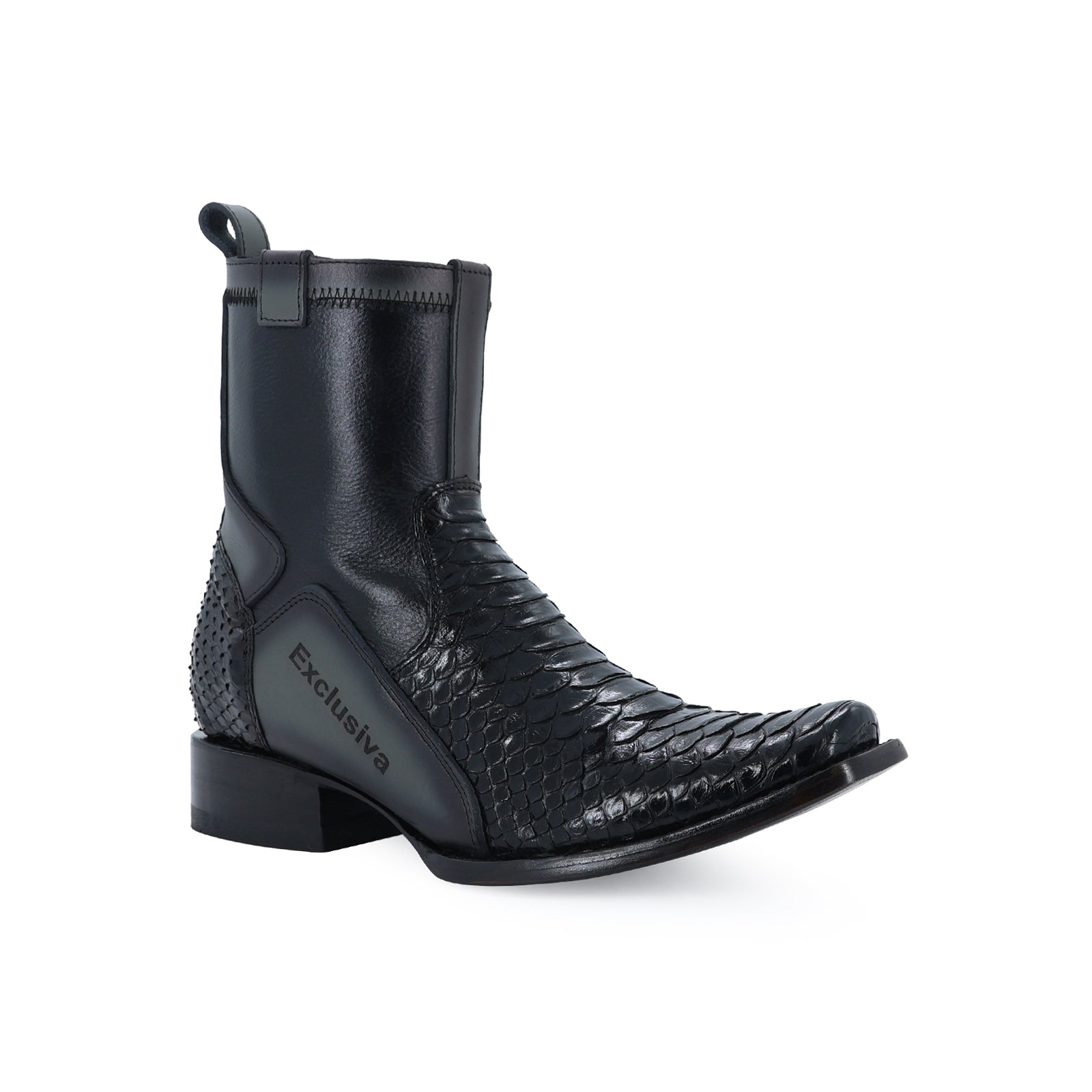 Botin Eban De Piel Piton Negro
