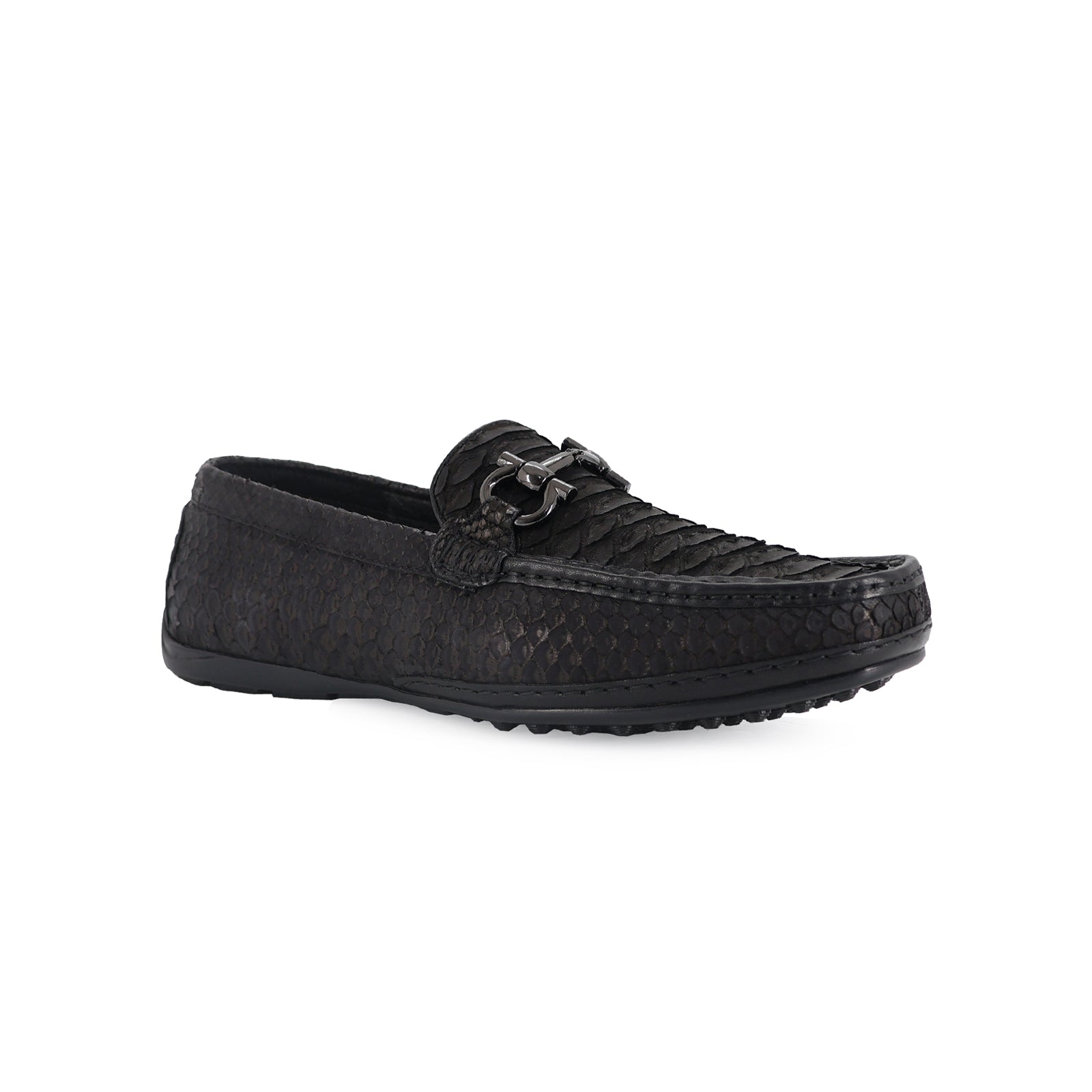 Zapato Glamour Para Hombre En Piel Pitón Negro