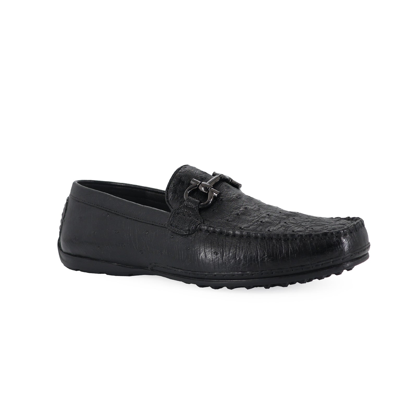 Zapato Glamour Para Hombre En Piel Avestruz Negro