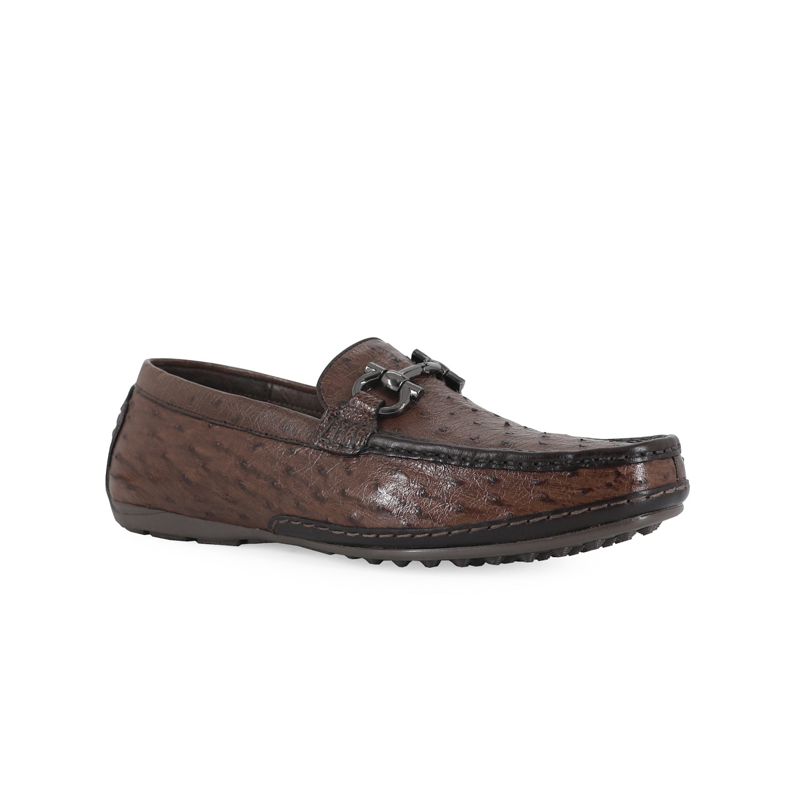 Zapato Glamour Para Hombre En Piel Avestruz Cafe