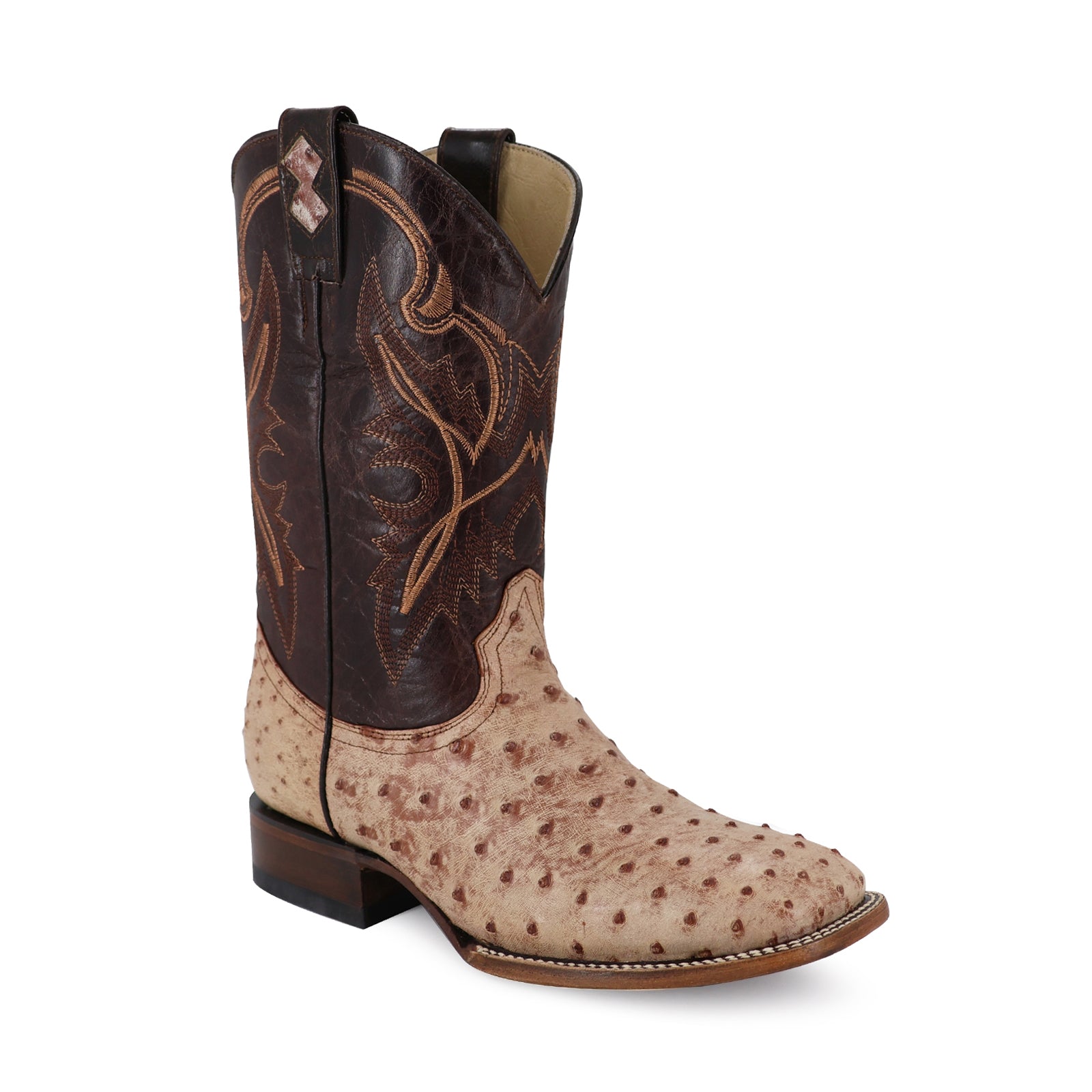 Bota Vaquera Bulldog Avestruz Bruciato