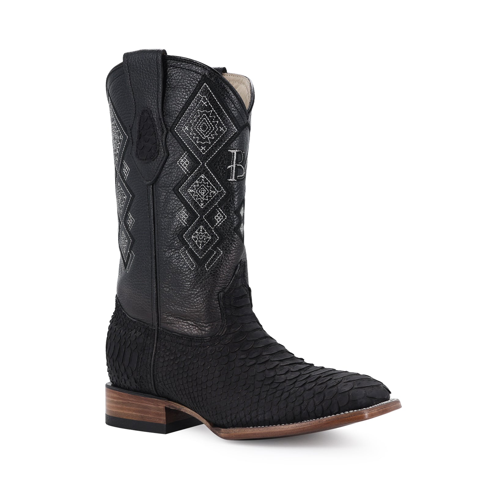 Bota Vaquera Bulldog Pitón Nobuck Negro