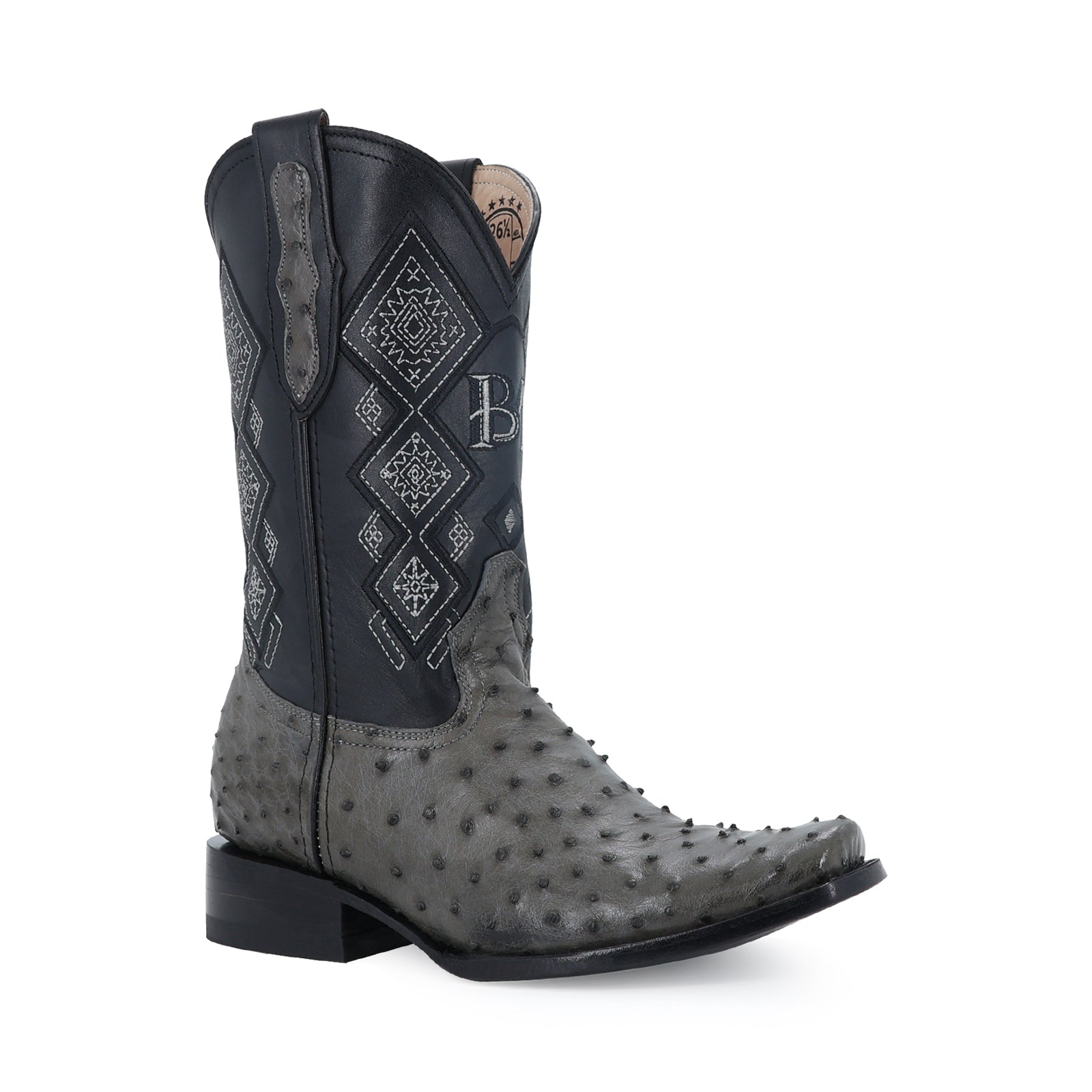 Bota Vaquera Dubai Avestruz Gris