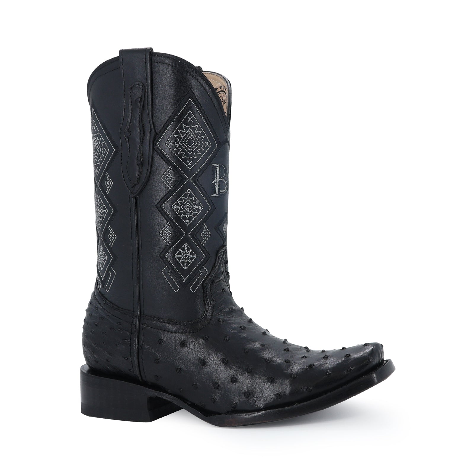 Bota Vaquera Dubai Avestruz Negro