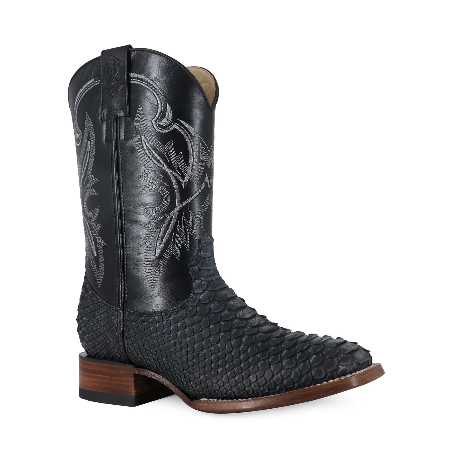 Bota Vaquera Bulldog Pitón Nobuck Azul mezclilla