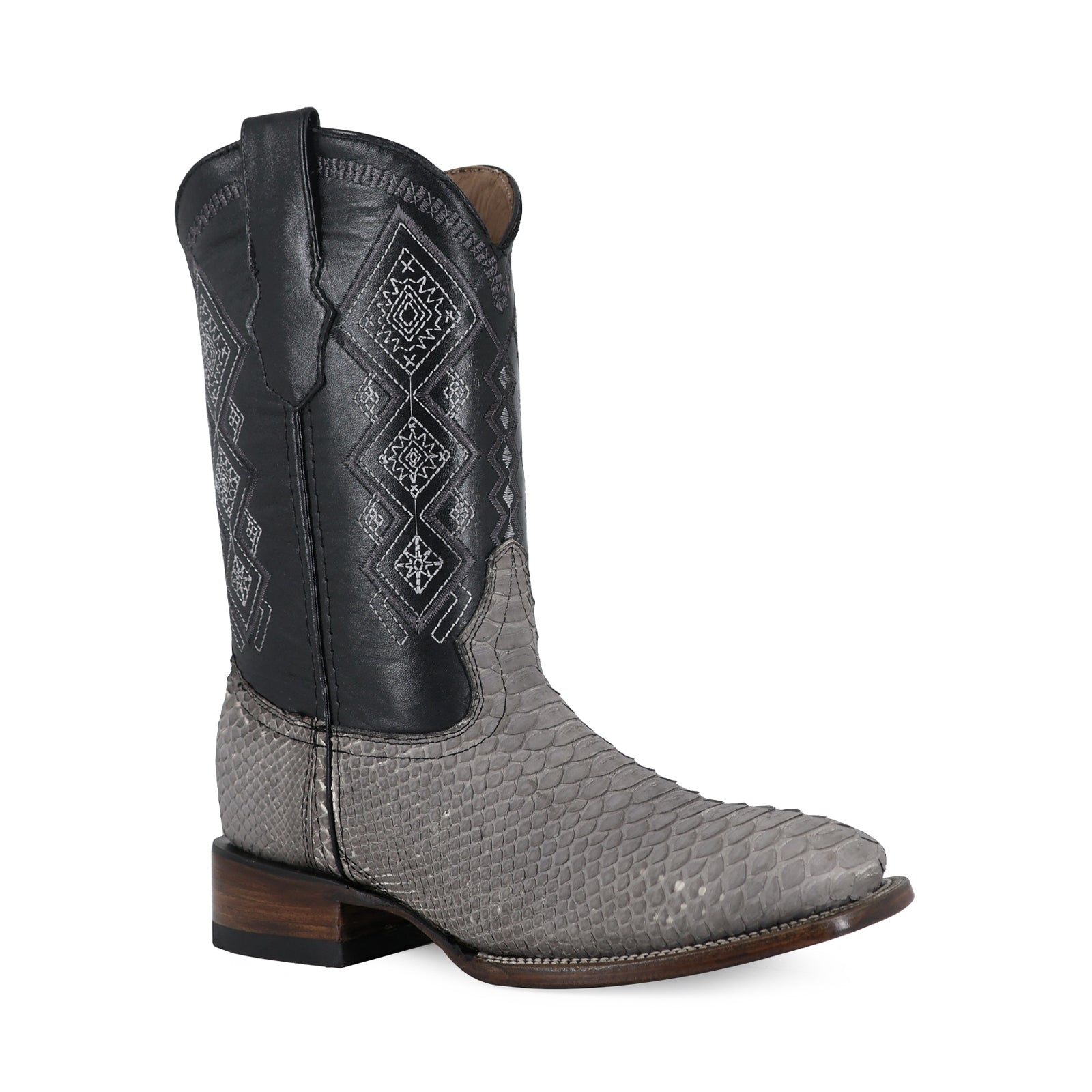 Bota Vaquera Bulldog Pitón Nobuck Gris